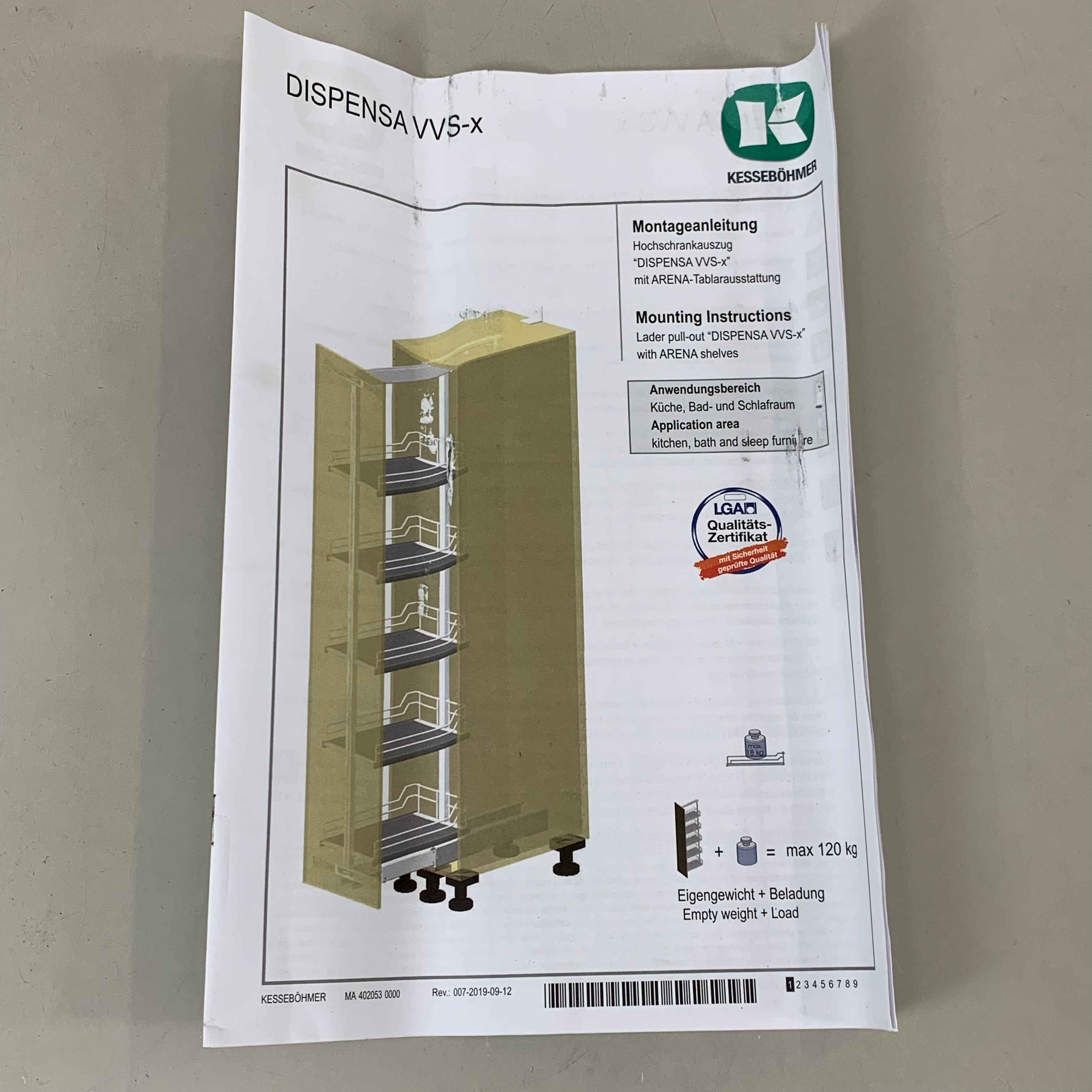 KESSEBOHMER  Door Guides For Extension 90 Degree Titanium Soft Stop 0942359006