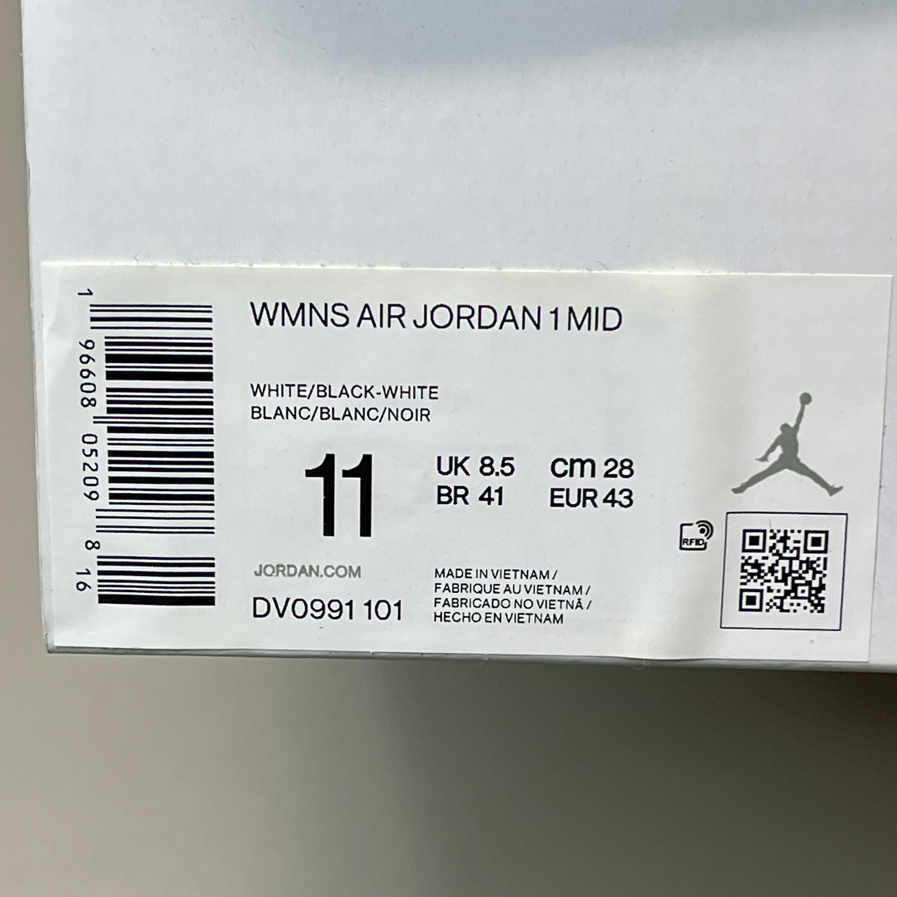 NIKE AIR JORDAN 1 Mid Panda Shoe Women's Sz 11 Black / White DV0991-101 (New)
