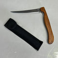 NORTH AMERICAN  Folding Fillet Knife W/ Case 14" Extended Brown Wood FMRFILET