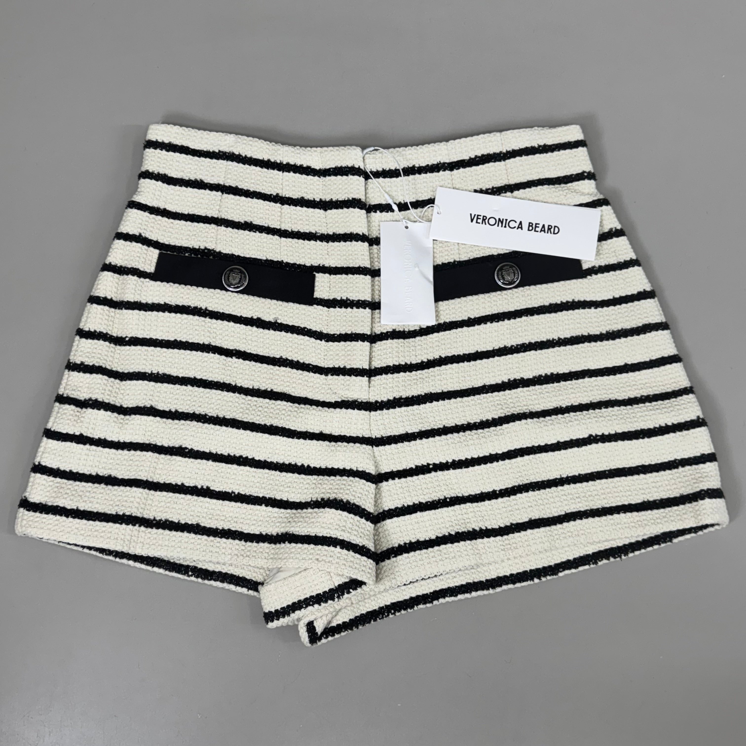 VERONICA BEARD Women's Gershwin Short Sz-0 Ivory/Black 2406TW7480258