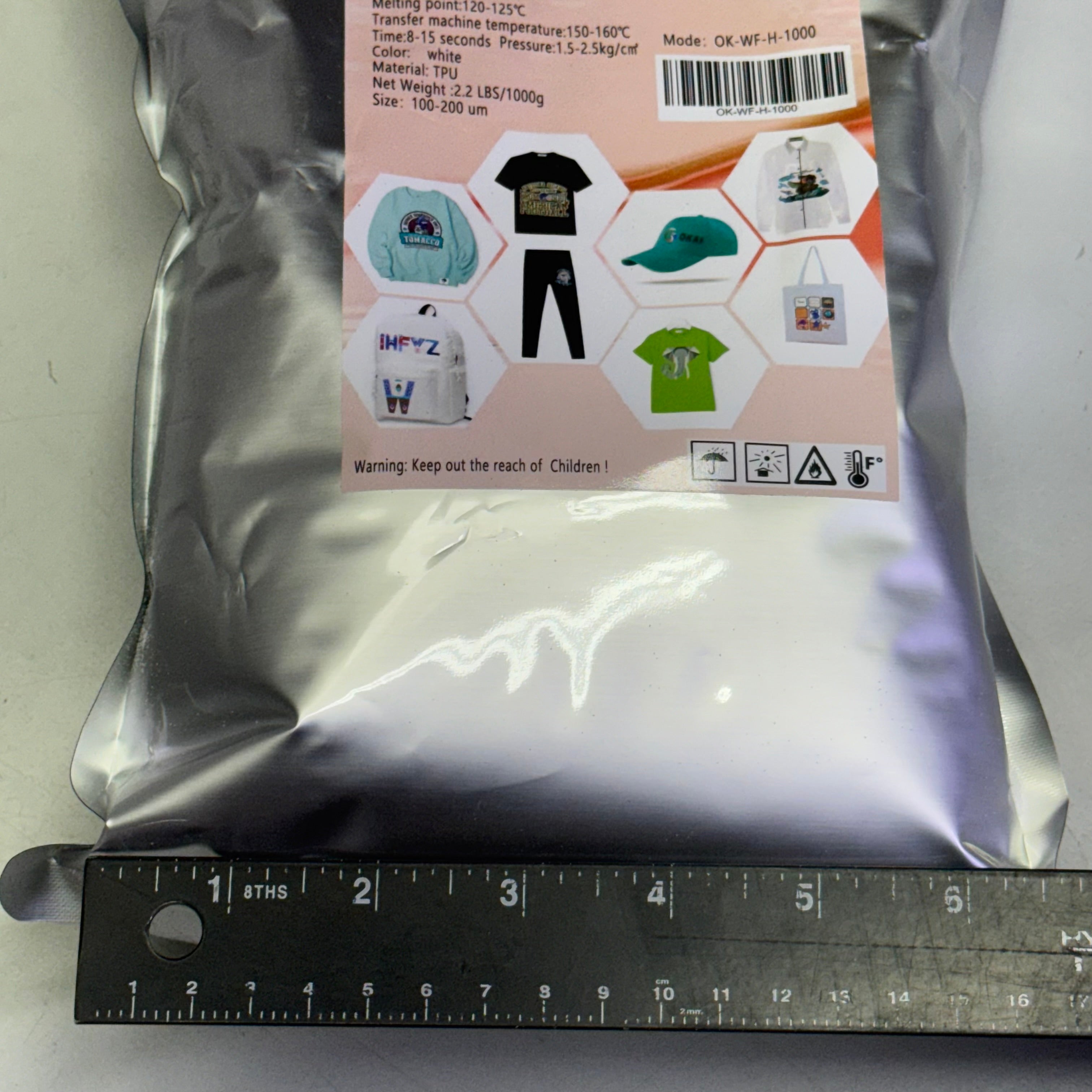 OKAI Transfer Powder For DTF Printing 2.2Lbs White OK-WF-H-1000
