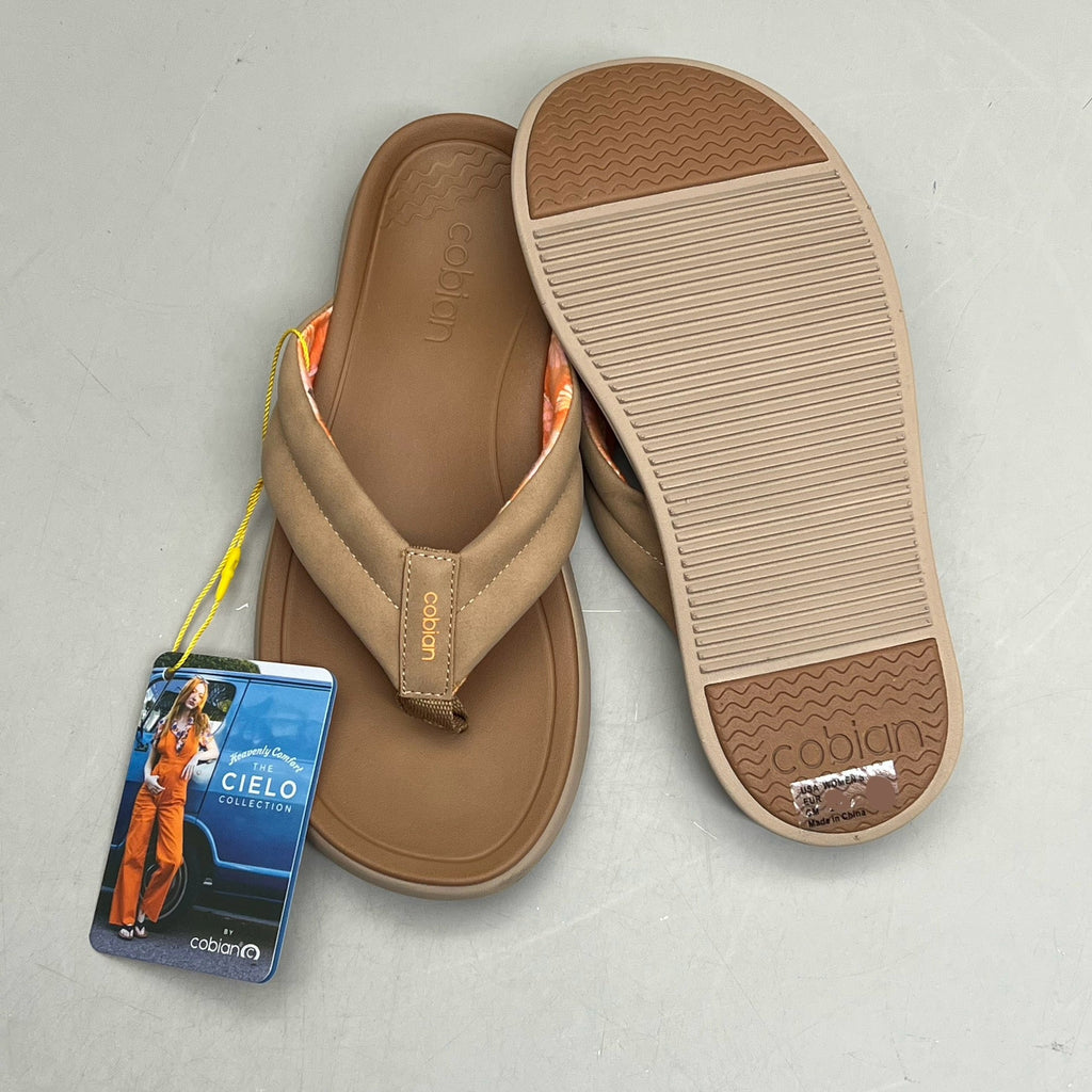 COBIAN Darby Synthetic Suede Strap Sandals Women's Sz 8, EU 38 Tan DAR24-230-8