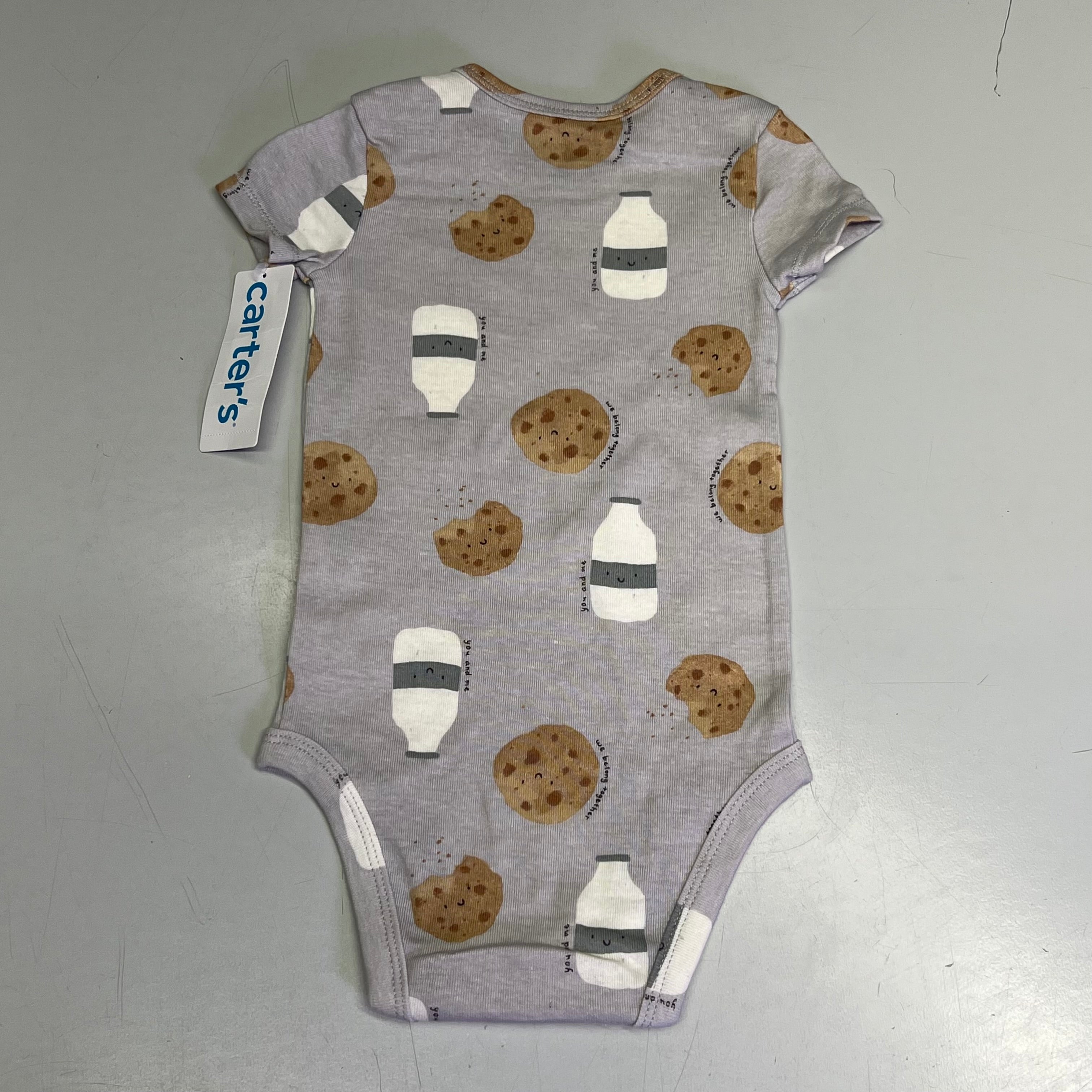 CARTERS (5 PIECE SET) Milk & Cookie - Animal Bodysuit Baby Boys Sz 6M Blue/White