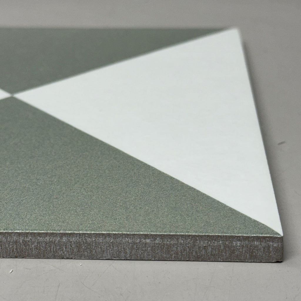MUTINA (16 Tiles) Spain Encaustic Tiles 8" x 8" Green & White NDM30