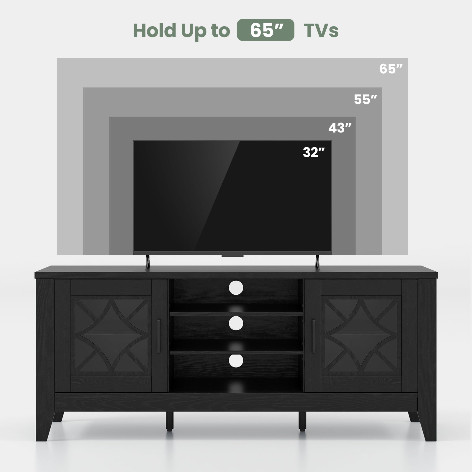 Farmhouse TV Stand for TVs Up to 65 Inches 4 Adjustable Shelves