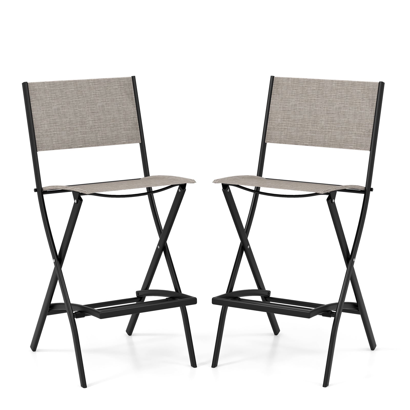 Folding Bar Stools Set of 2 Backrest Humanized Footrest