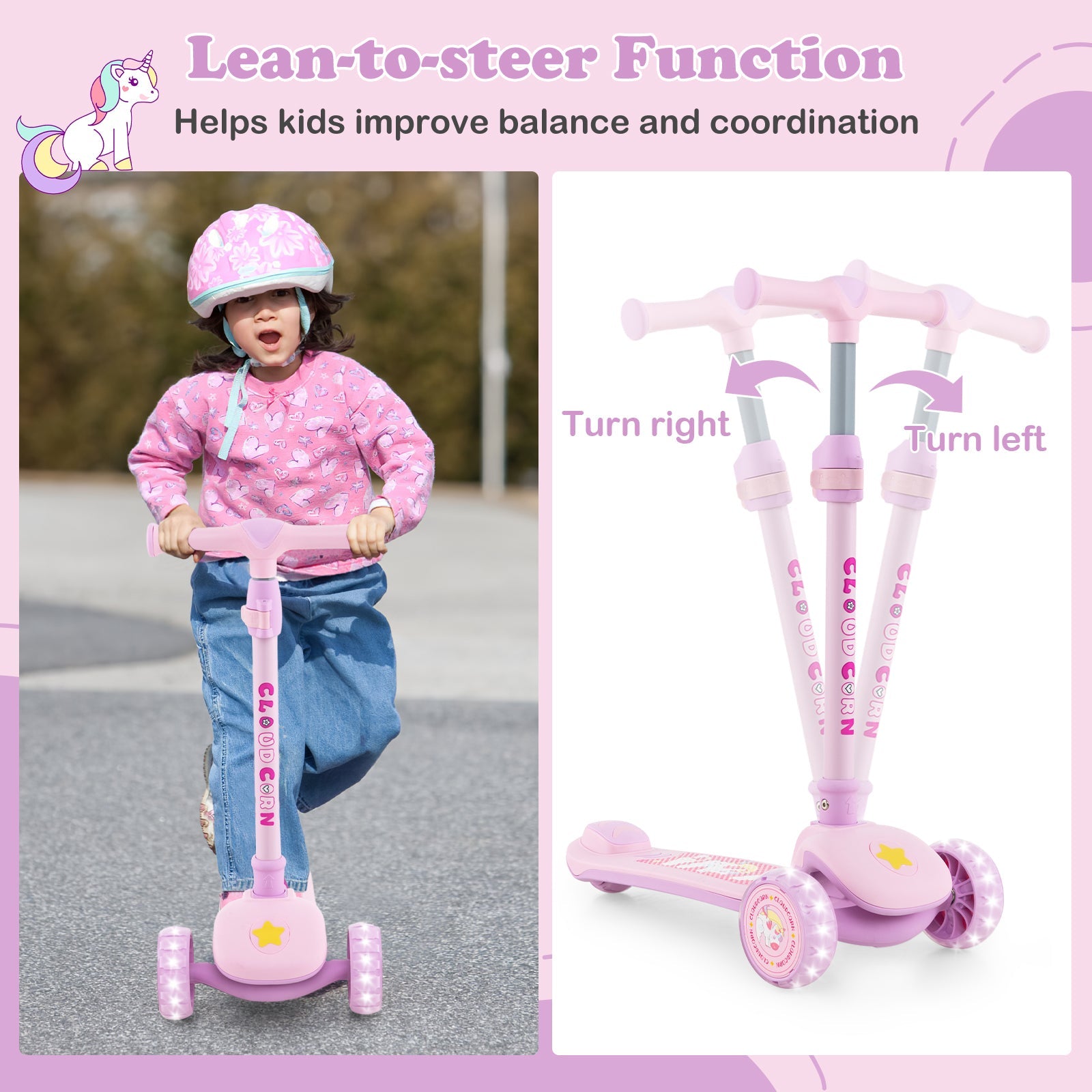 Folding Kids Scooter with Extra Wide Deck and LED Lighted PU Wheels