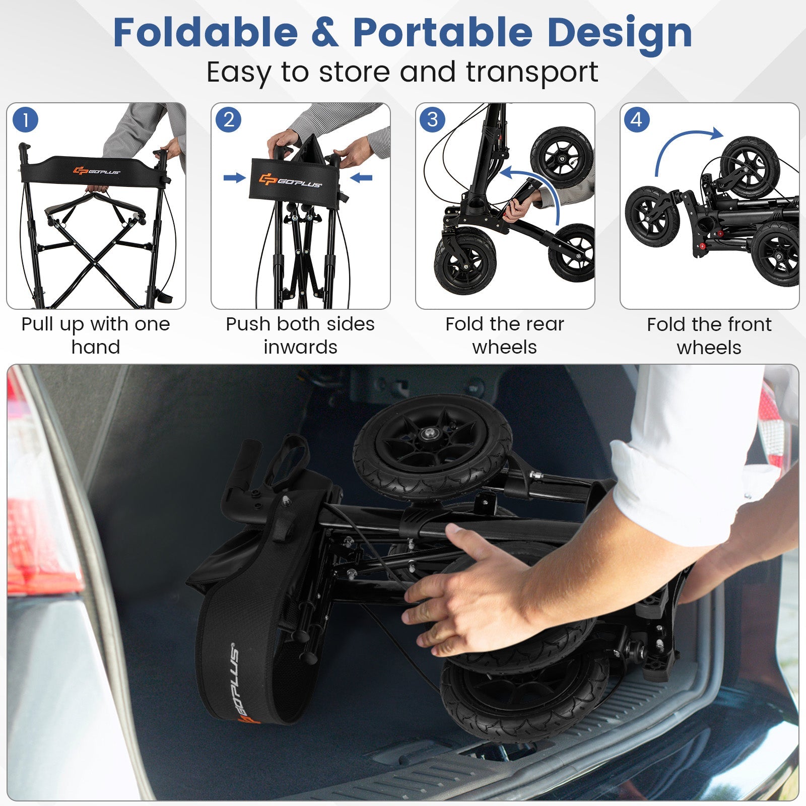 Folding Rollator Walker for Seniors with Seat for All Terrain