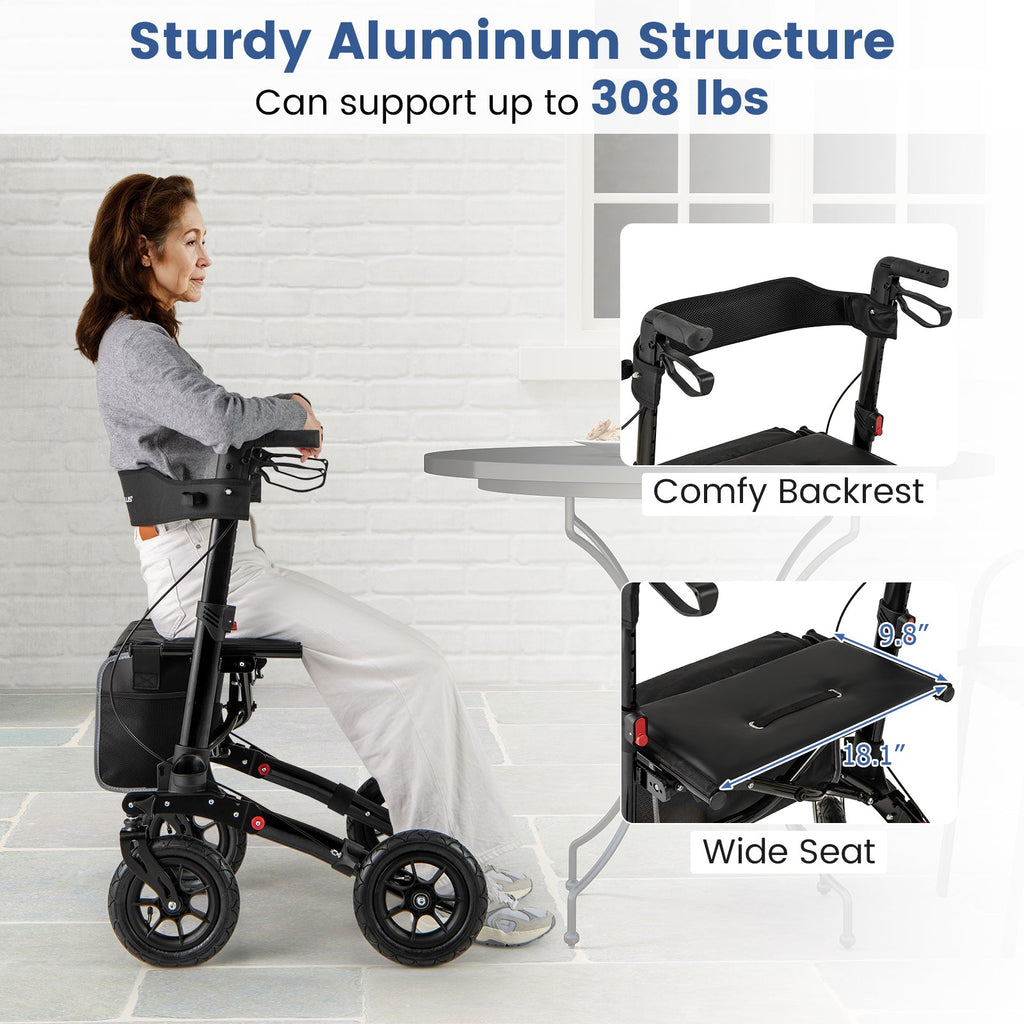 Folding Rollator Walker for Seniors with Seat for All Terrain