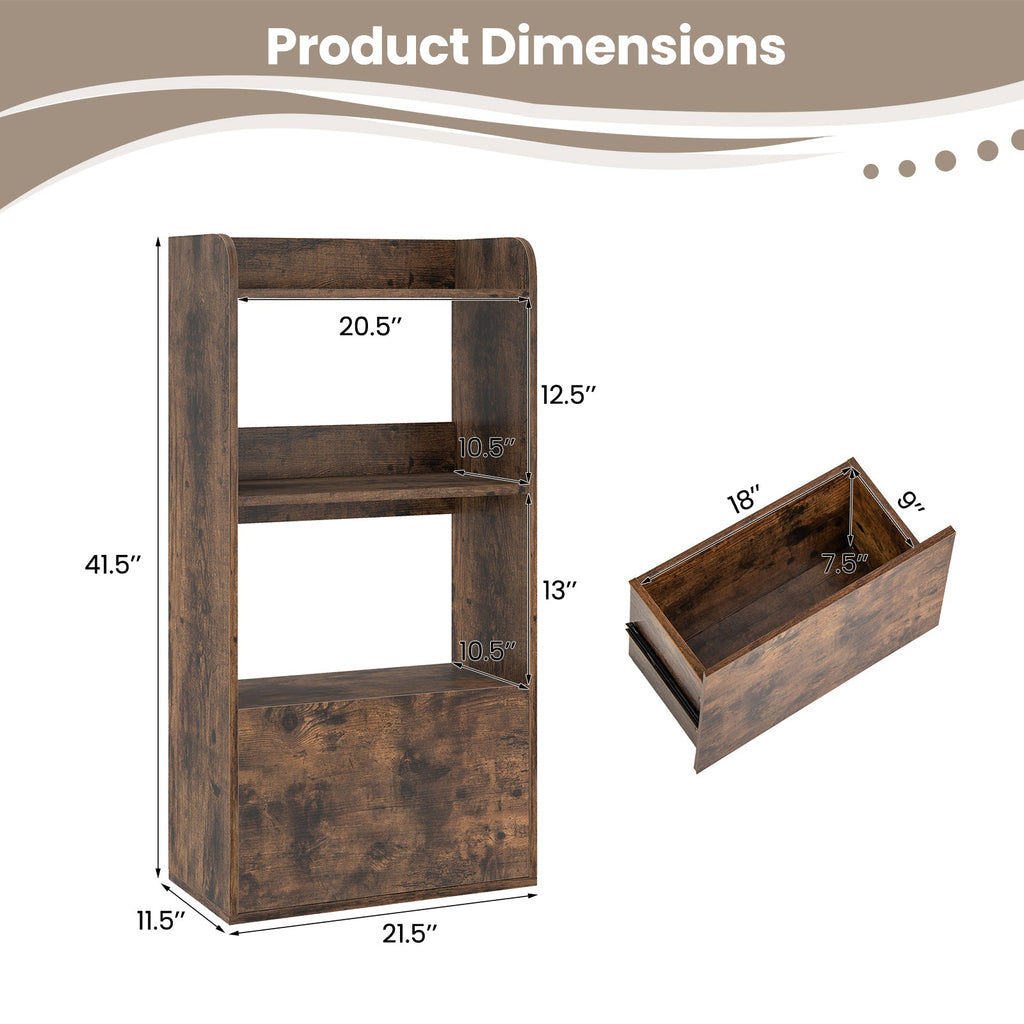 Freestanding Bookshelf with 3-Tier Open Shelf