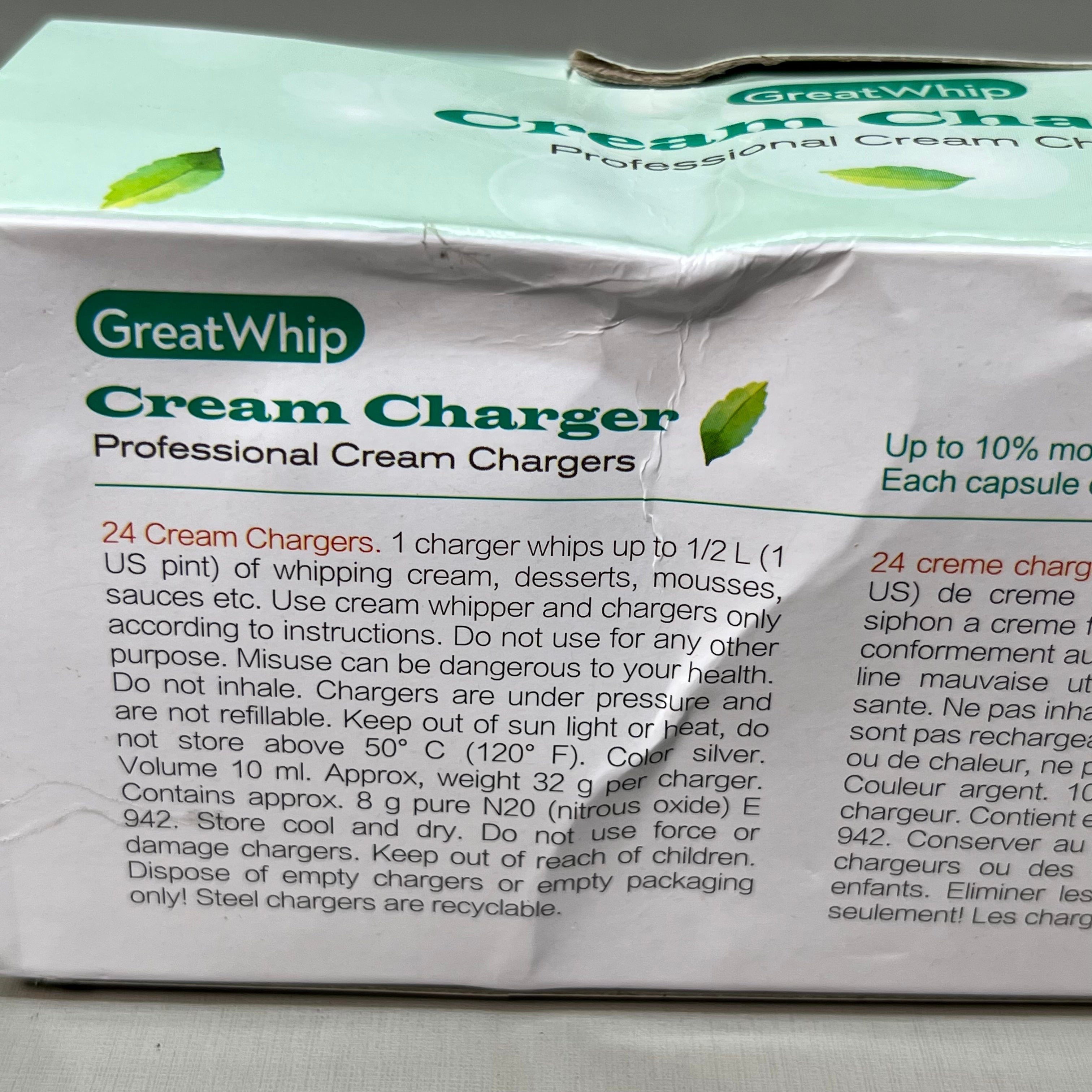 ZA@ GREATWHIP Mint Cream Chargers 24 Pack Best By 03-28-2026 (New) C