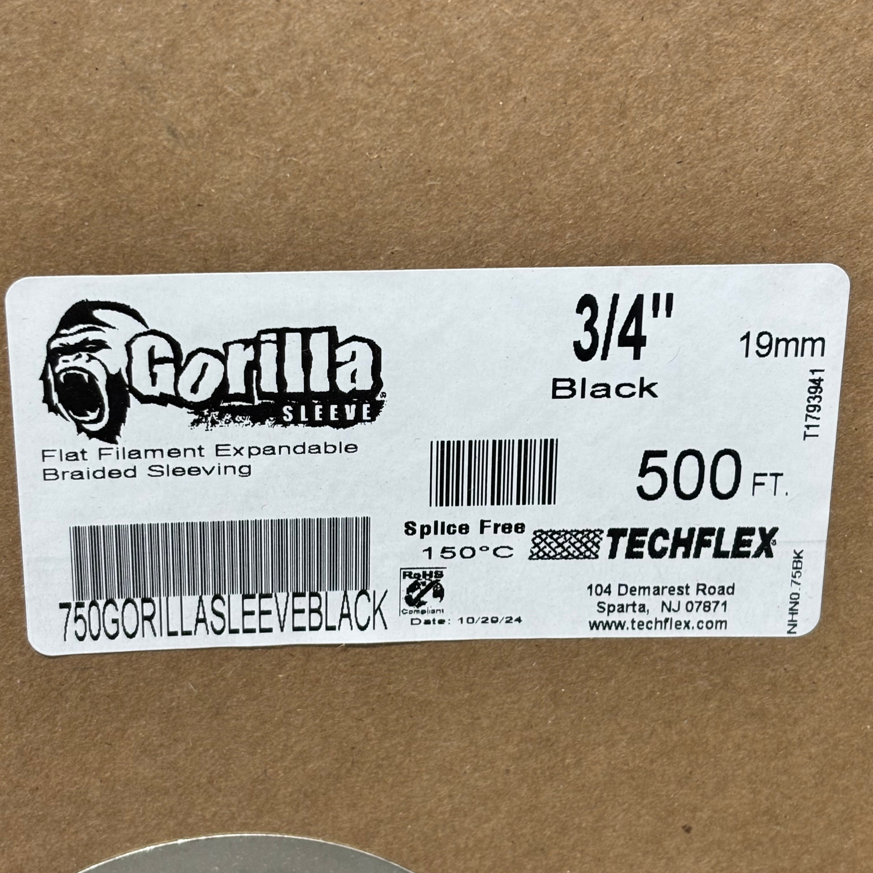 GORILLA SLEEVE Flat Filament Expandable Braided Sleeving  3/4" 500' T1793941