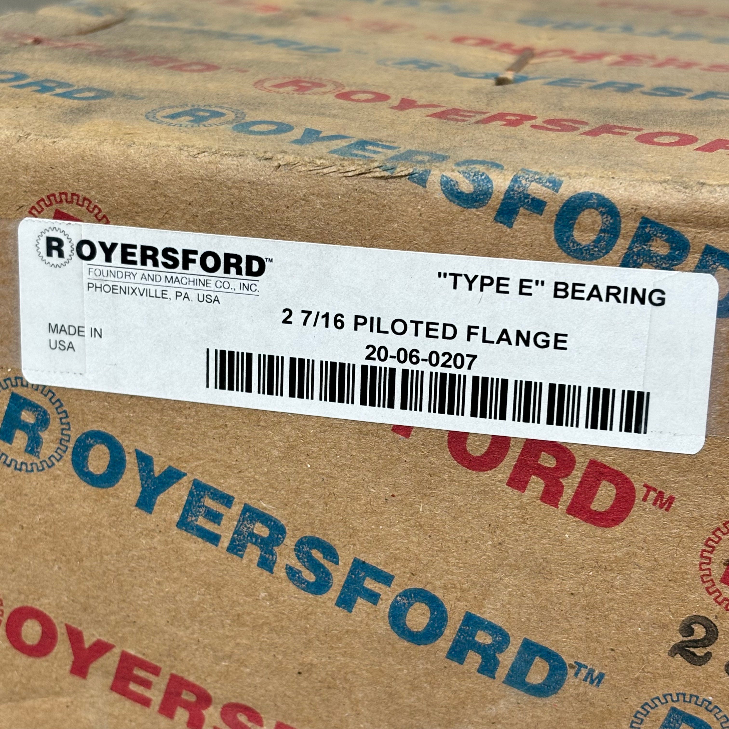 ROYERSFORD Type E Piloted Flange Bearings 2-7/16" Non-Expansion Blue 20-06-0207