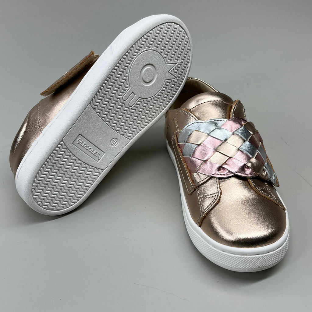 OLD SOLES Igster Sneakers Kid's Leather Shoe Sz 26 US 9.5 Copper/Silver/Pink Frost #6132
