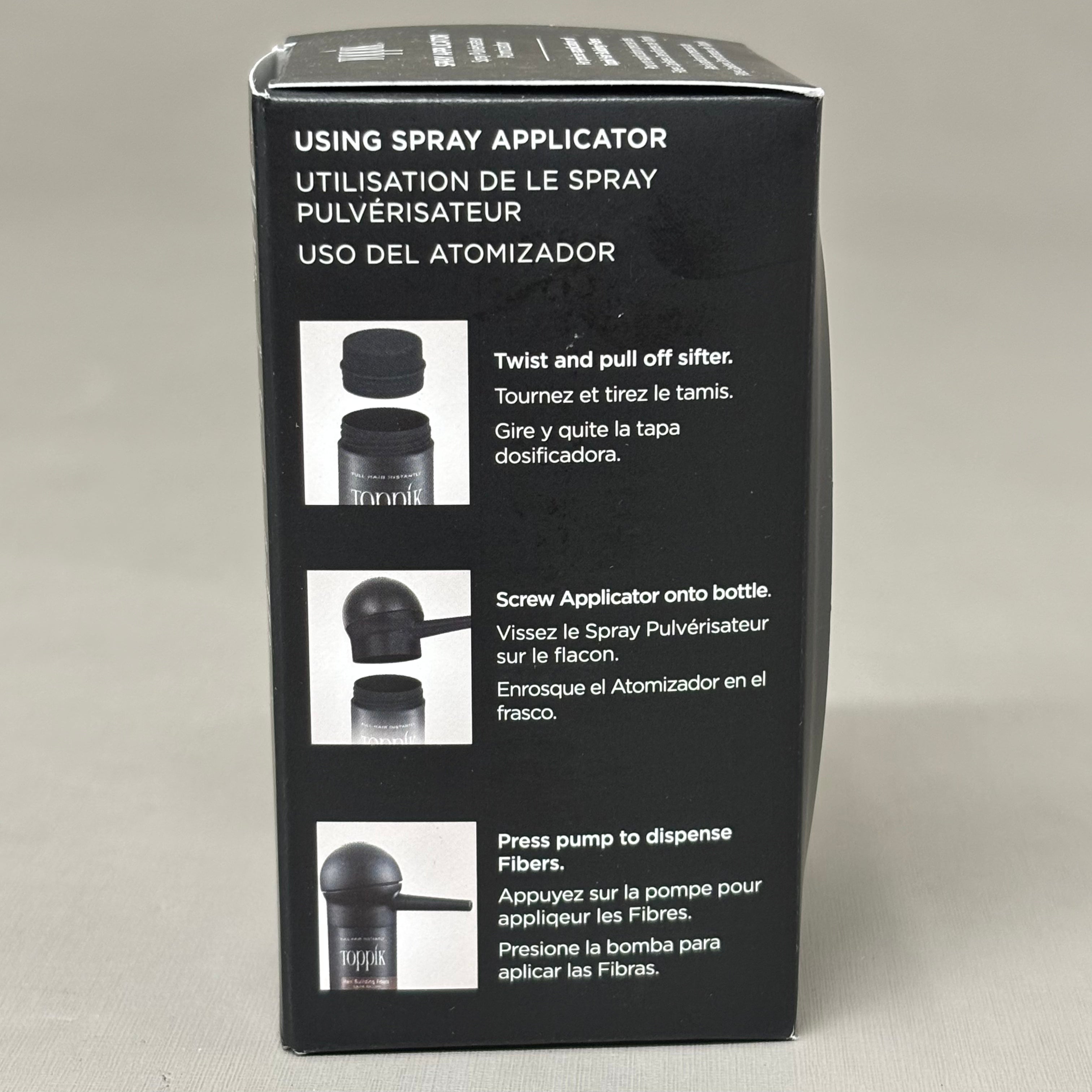 TOPPIK Fiber Spray Applicator Fits Regular & Economy Sz Hair Fiber Bottles Black