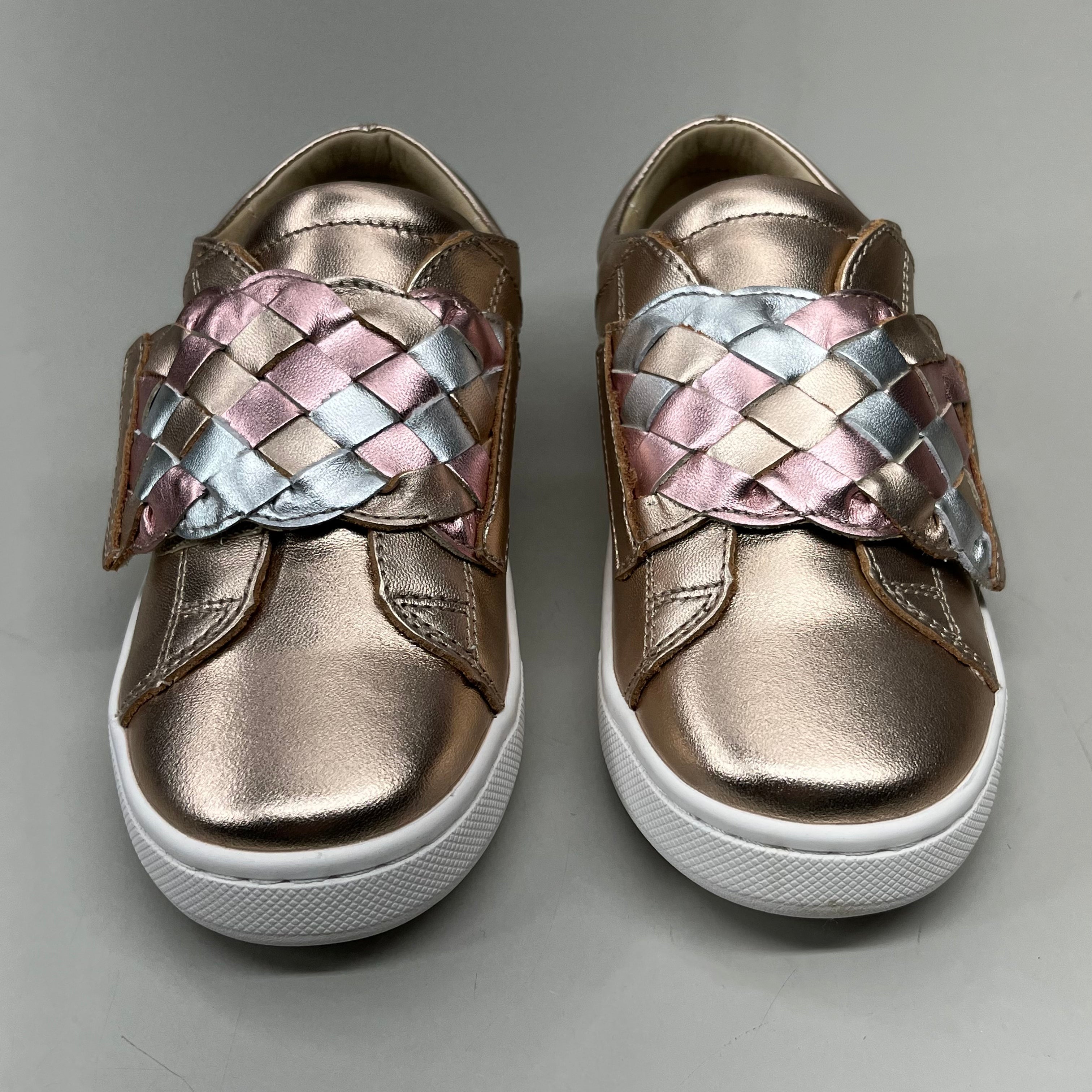 OLD SOLES Igster Sneakers Kid's Leather Shoe Sz 26 US 9.5 Copper/Silver/Pink Frost #6132