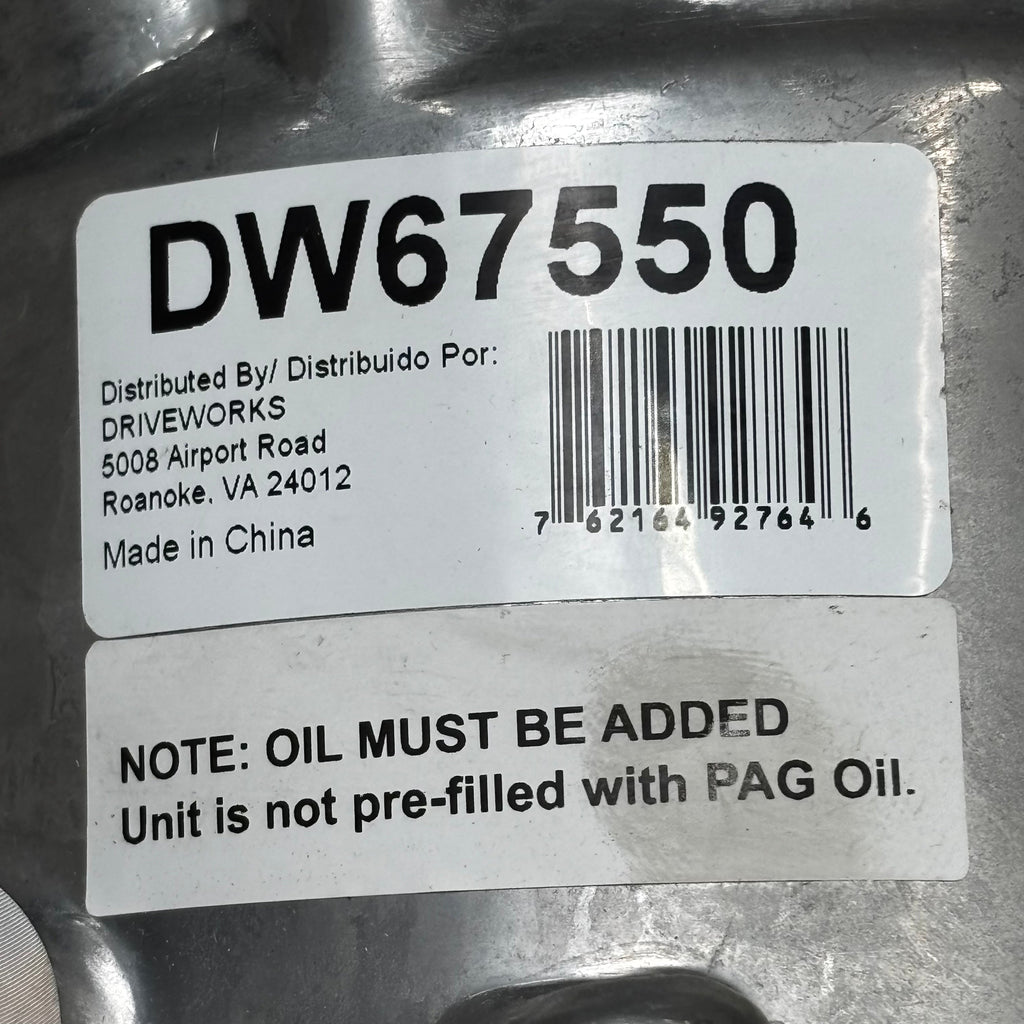 DRIVE WORKS A/C Compressor DW67550 (Remanufactured)