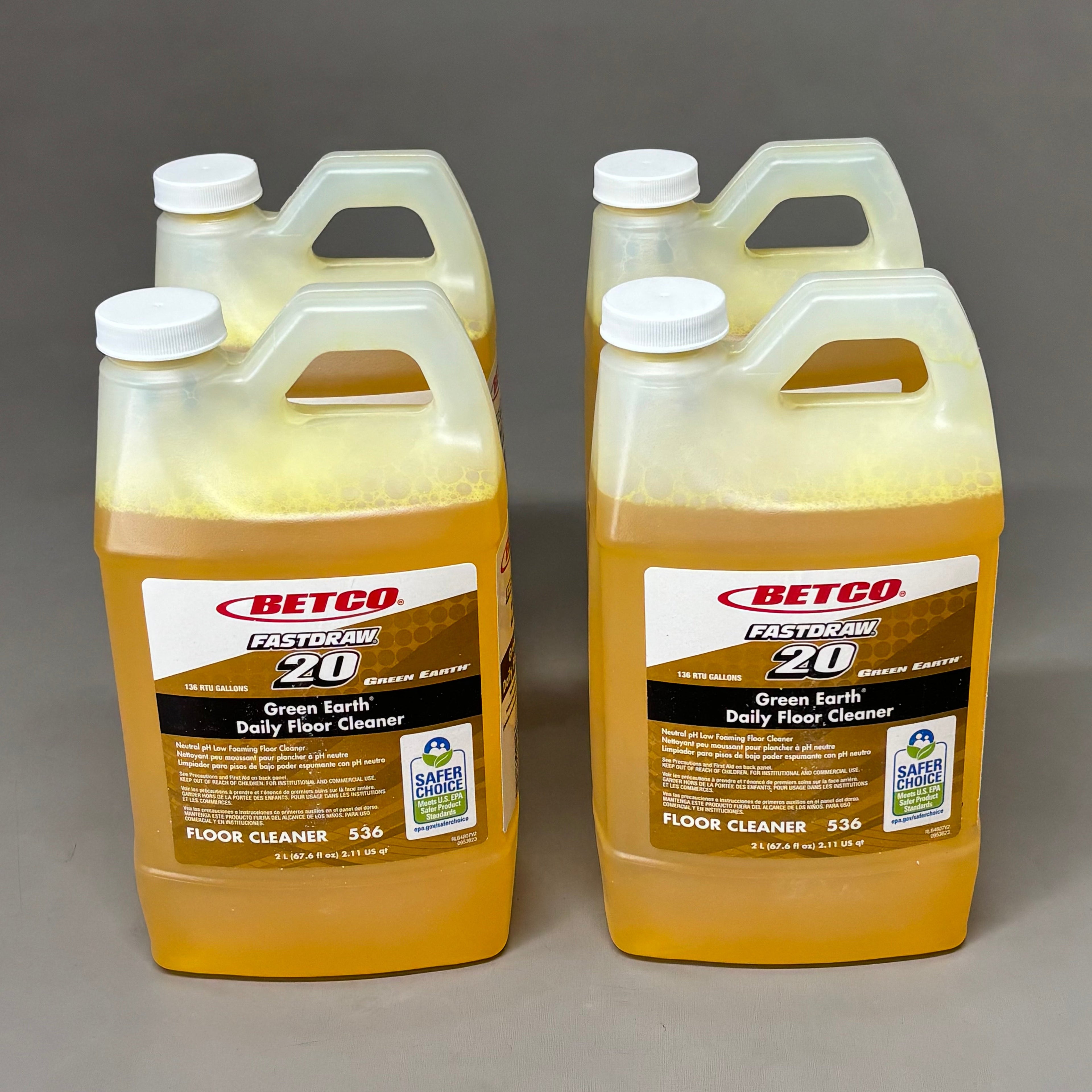 BETCO (4 PACK, 2 LITER EACH) Green Earth Daily Floor Cleaner Fastdraw 20 53647