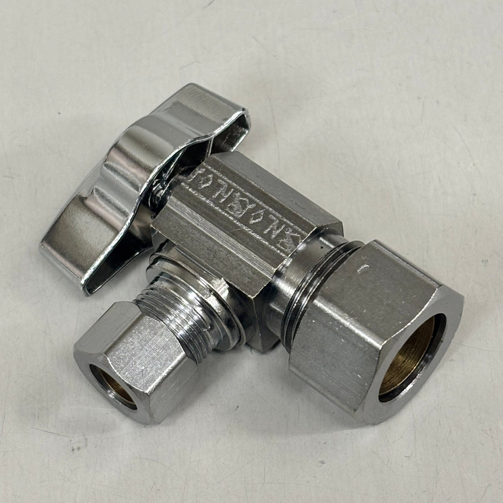 BRASSCRAFT 1/4 Turn Angle Ball Stop 1/2" NOM COMP In X 3/8" OD COMP Out KTCR19XC