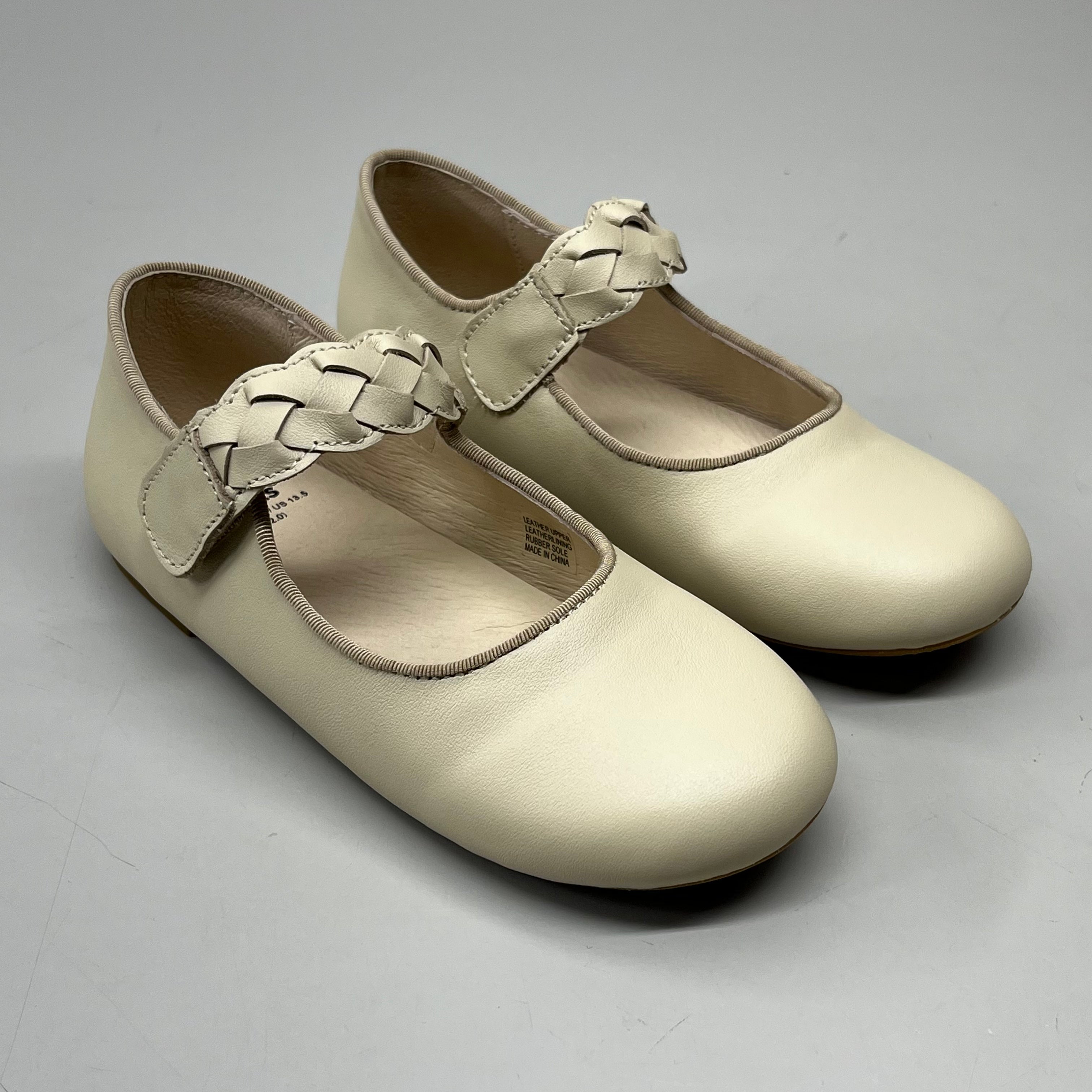 OLD SOLES Lady Plat Braided Strap Leather Shoe Kid’s Sz 23 US 7 Cream #817