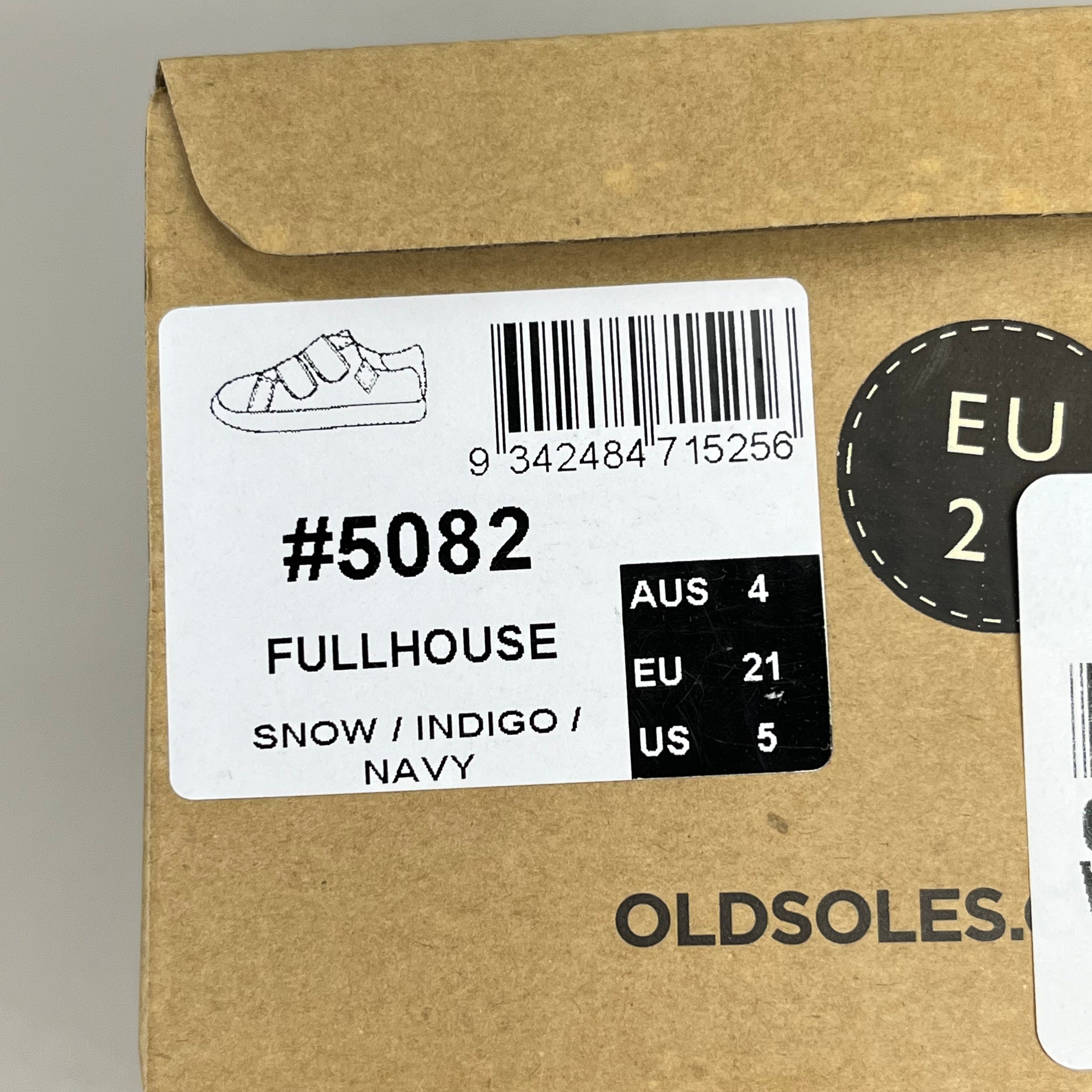 OLD SOLES Fullhouse Boys & Girls Leather Shoes Kid's Sz 5 EU 21 Snow / Indigo / Navy #5082