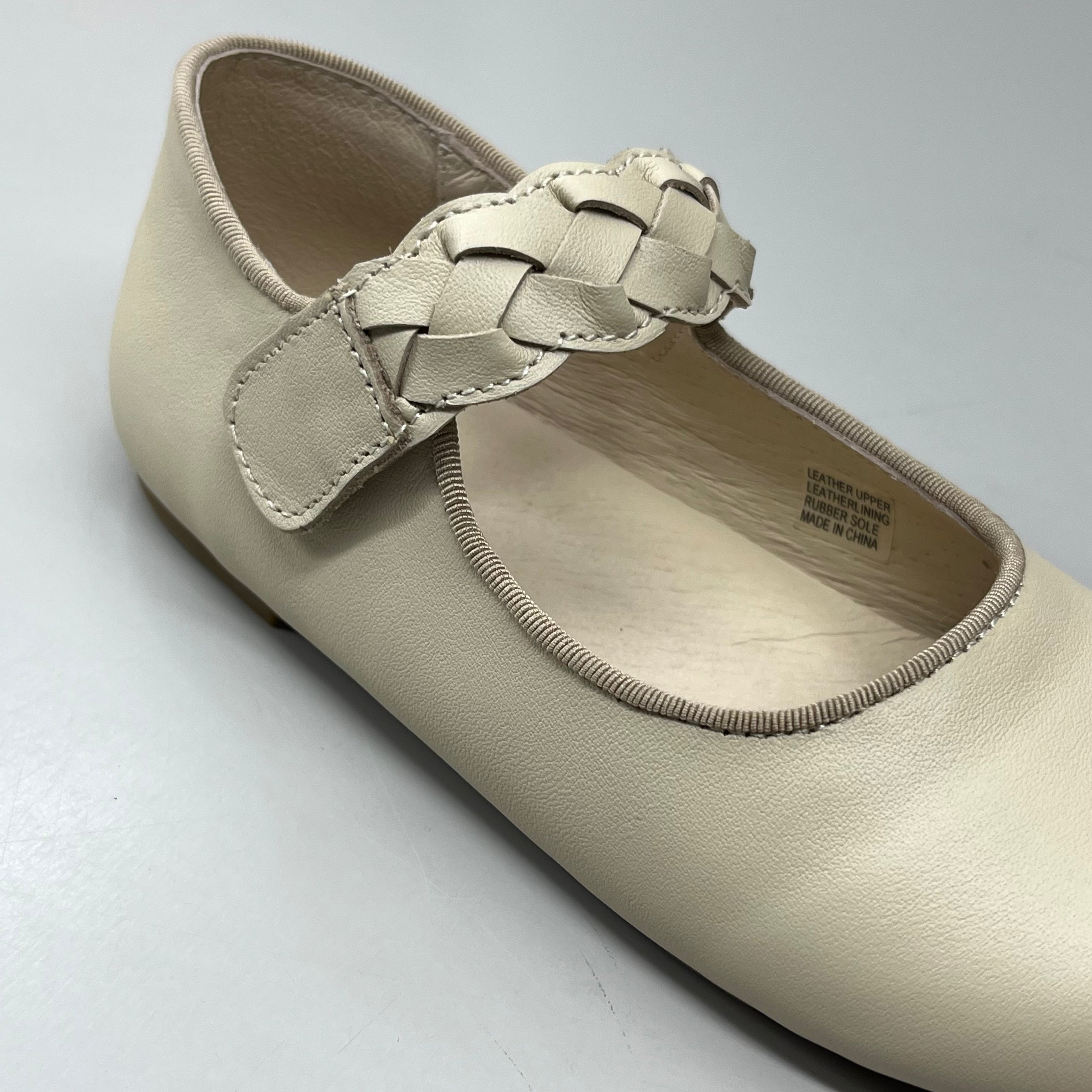 OLD SOLES Lady Plat Braided Strap Leather Shoe Kid’s Sz 30 US 13 Cream #817