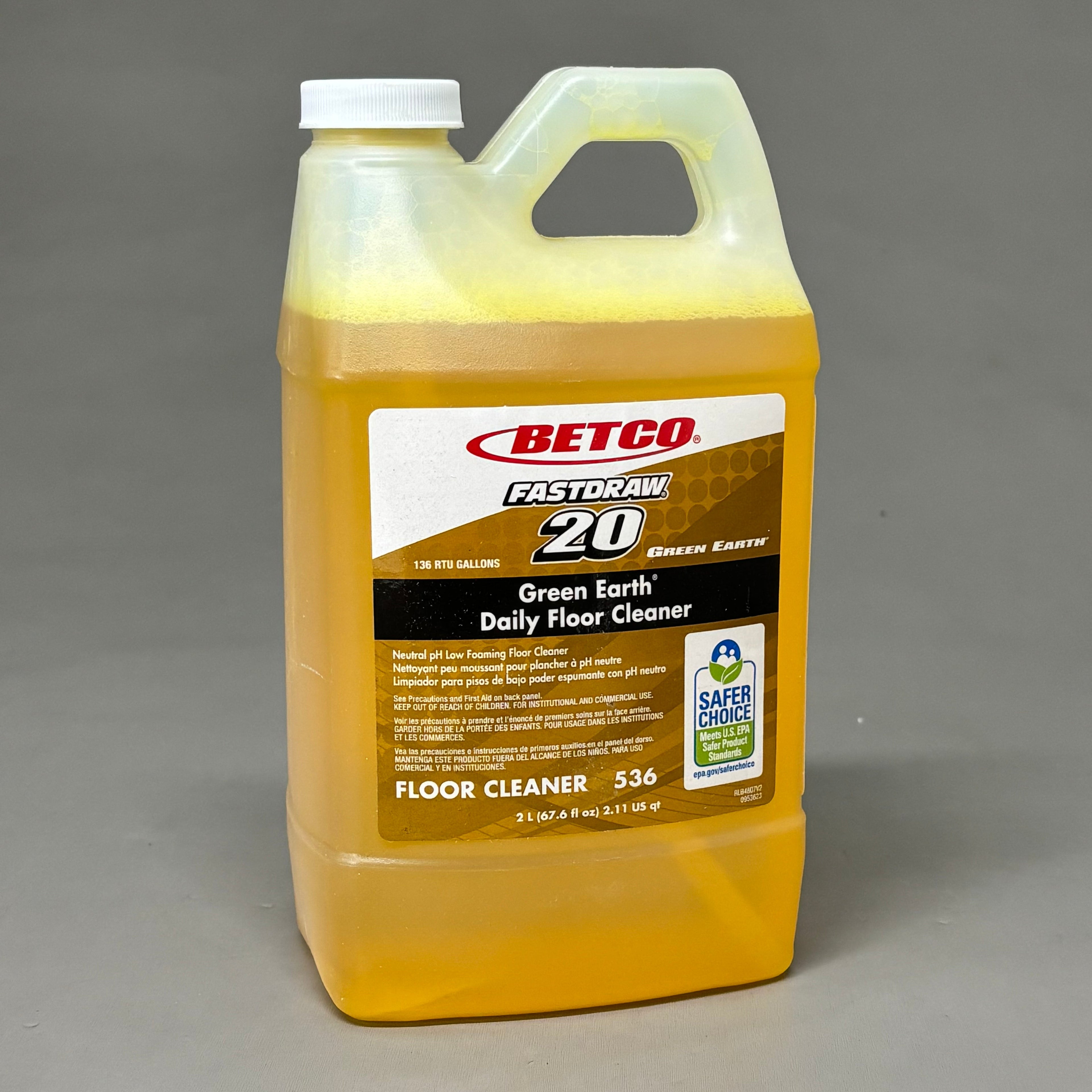 BETCO (4 PACK, 2 LITER EACH) Green Earth Daily Floor Cleaner Fastdraw 20 53647