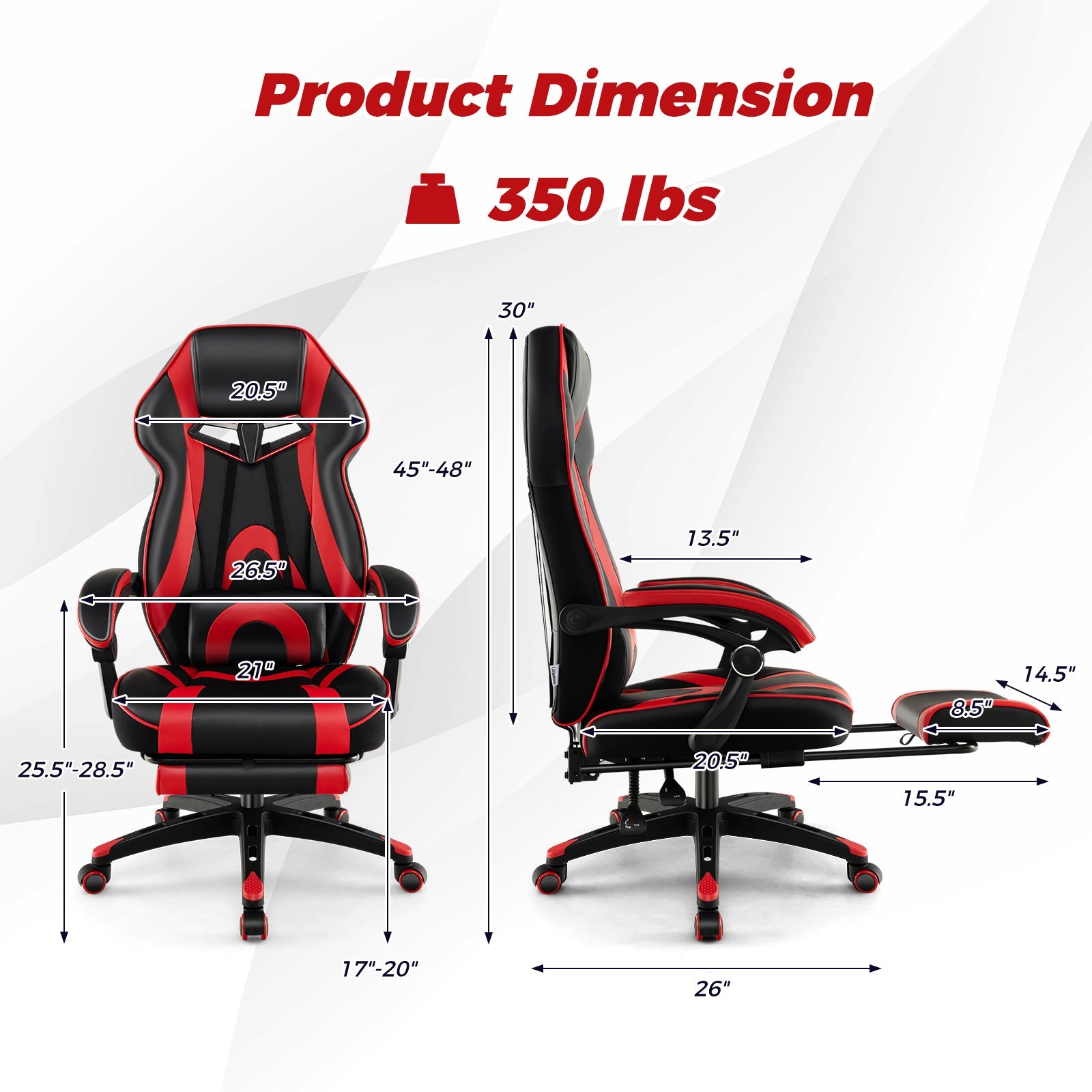 Gaming Chair Racing Style Swivel Chair with Footrest and Adjustable Lumbar Pillow