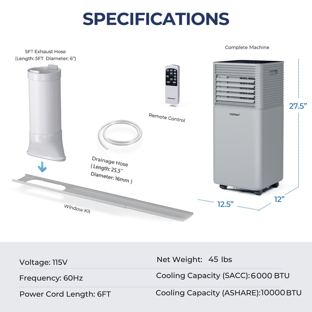 10000 BTU Air Cooler with Fan and Dehumidifier Mode