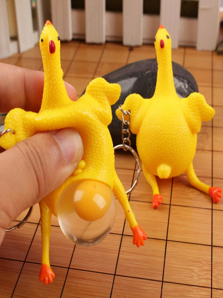 Squeeze Laying Egg Chicken Toy Keychain | Funny Antistress Fidget Gift