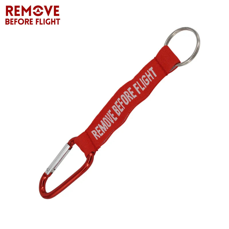 Remove Before Flight 3-Piece Red Keychain Set | Aviation Tag Key Ring for Car and Luggage