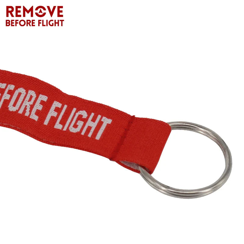 Remove Before Flight 3-Piece Red Keychain Set | Aviation Tag Key Ring for Car and Luggage
