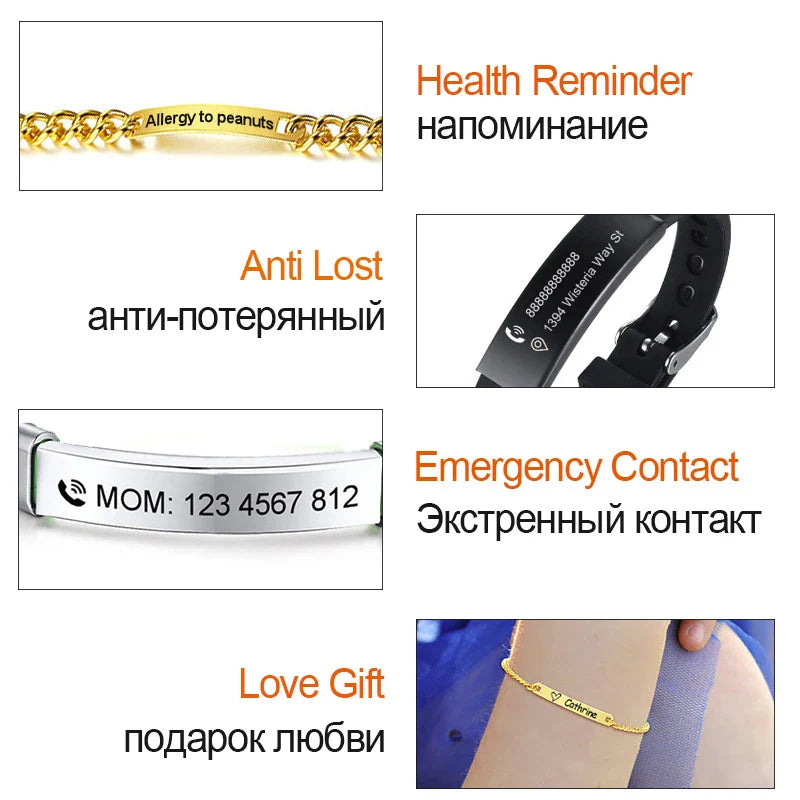 Kids Adjustable ID Bracelet | Custom Name Anti-Lost Stainless Steel Jewelry for Children