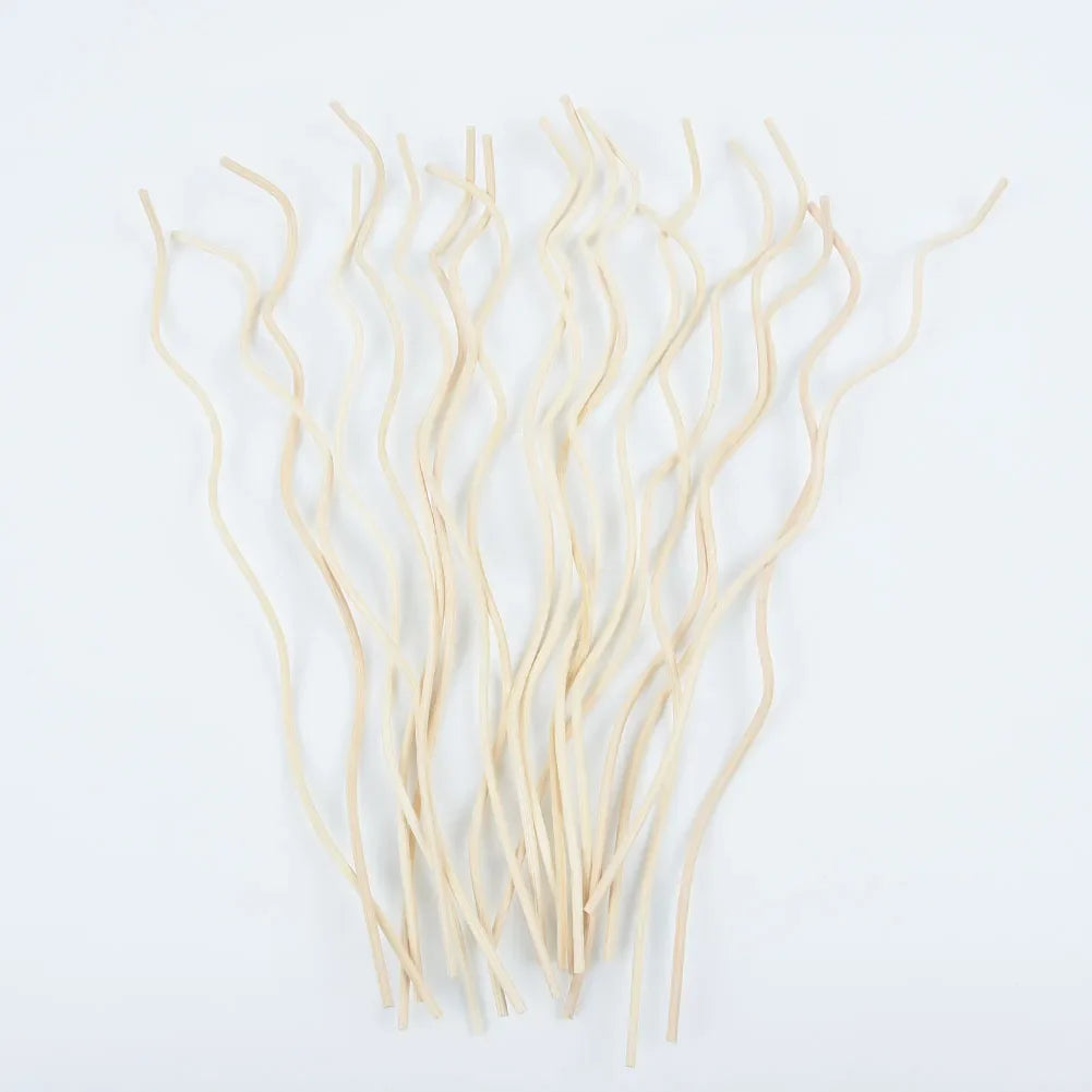 20Pcs Long Wavy Rattan Diffuser Sticks | Natural Reed Refills for Home Fragrance