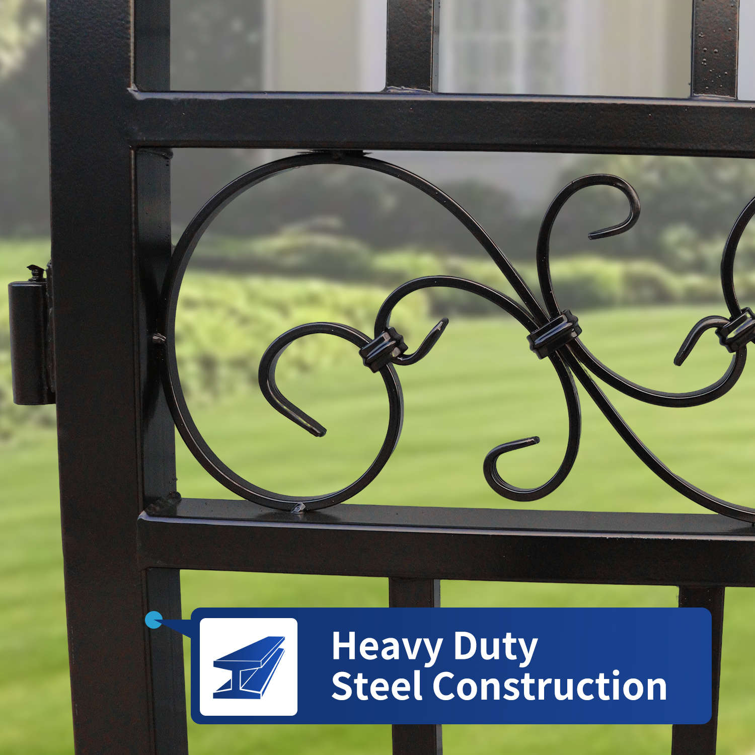 12x8 ft Dual Swing Driveway Steel Gate