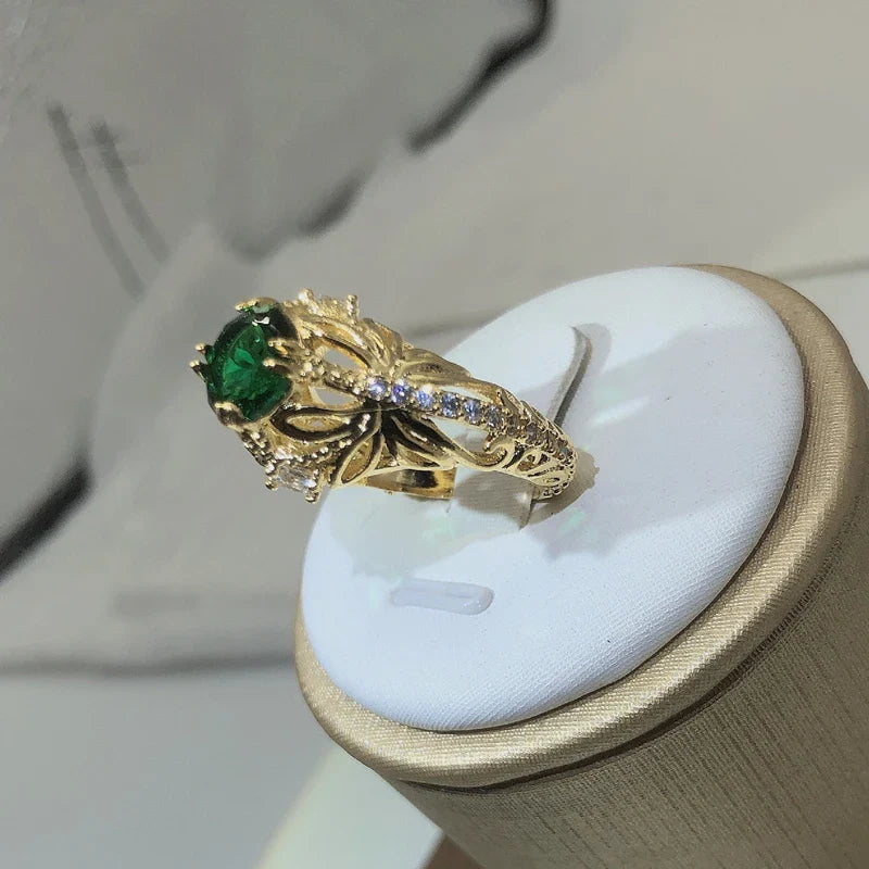 Vintage Emerald Cocktail Ring | 925 Sterling Silver
