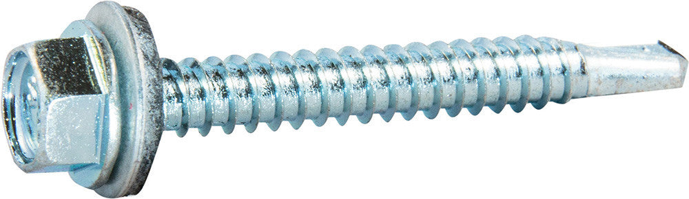 14-14 x 1 Hex Washer Head Self Drilling Screw w/ Neo Washer Zinc Plated