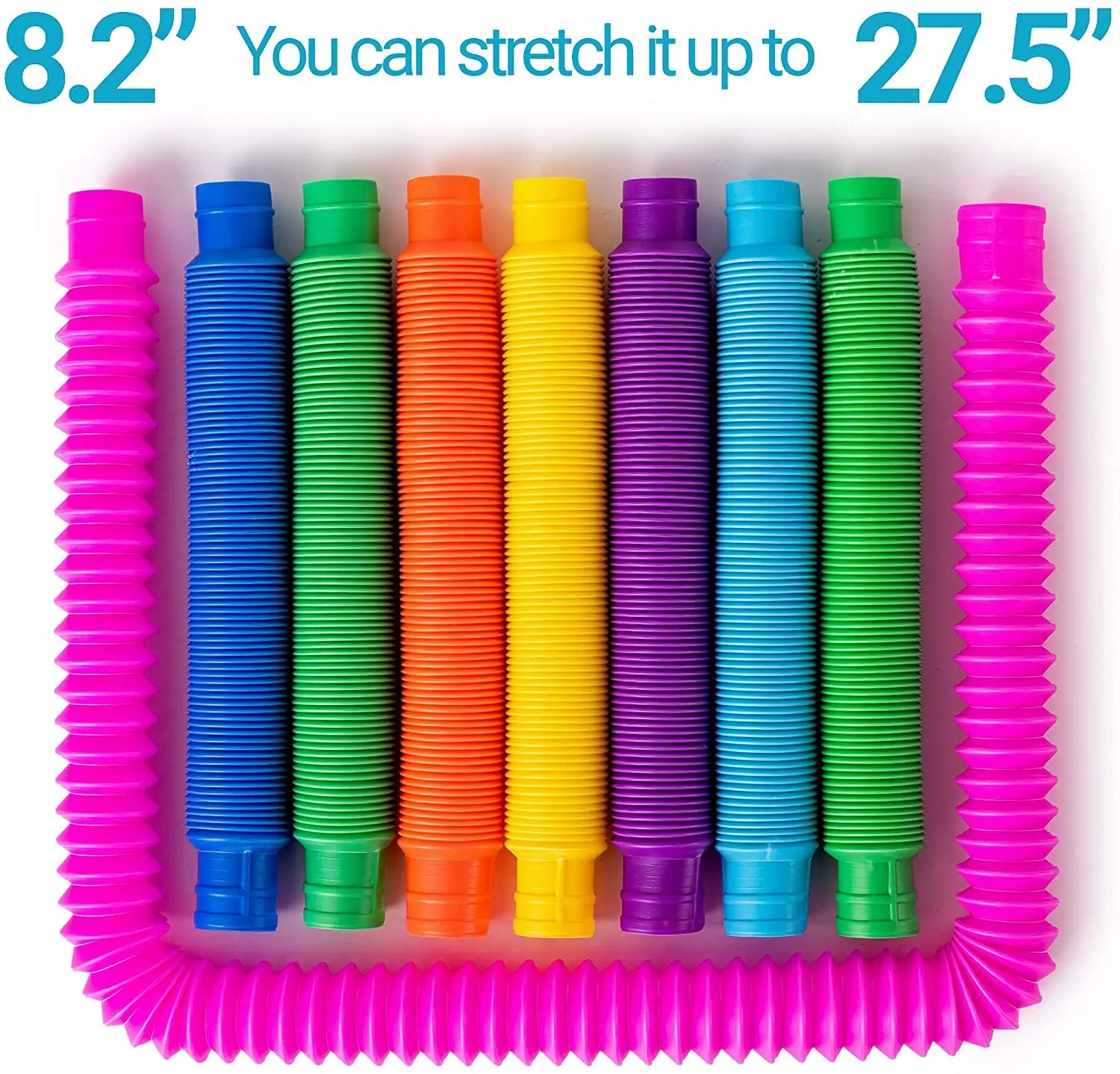 4 Pack Tube Sensory Fidget Toy | Colorful Heavy-Duty Construction Building Educational Toys for Stress Autism ADHD