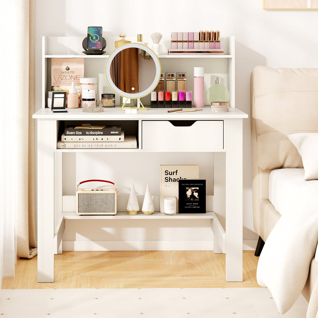 Home Office Computer Desk with Storage Shelves and Drawer Ideal for Working and Studying