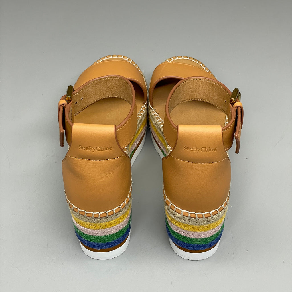 SEE BY CHLOÉ Glyn Espadrille Platform Sandals Multicolor Women’s Sz 6 EU 36 SB32201D
