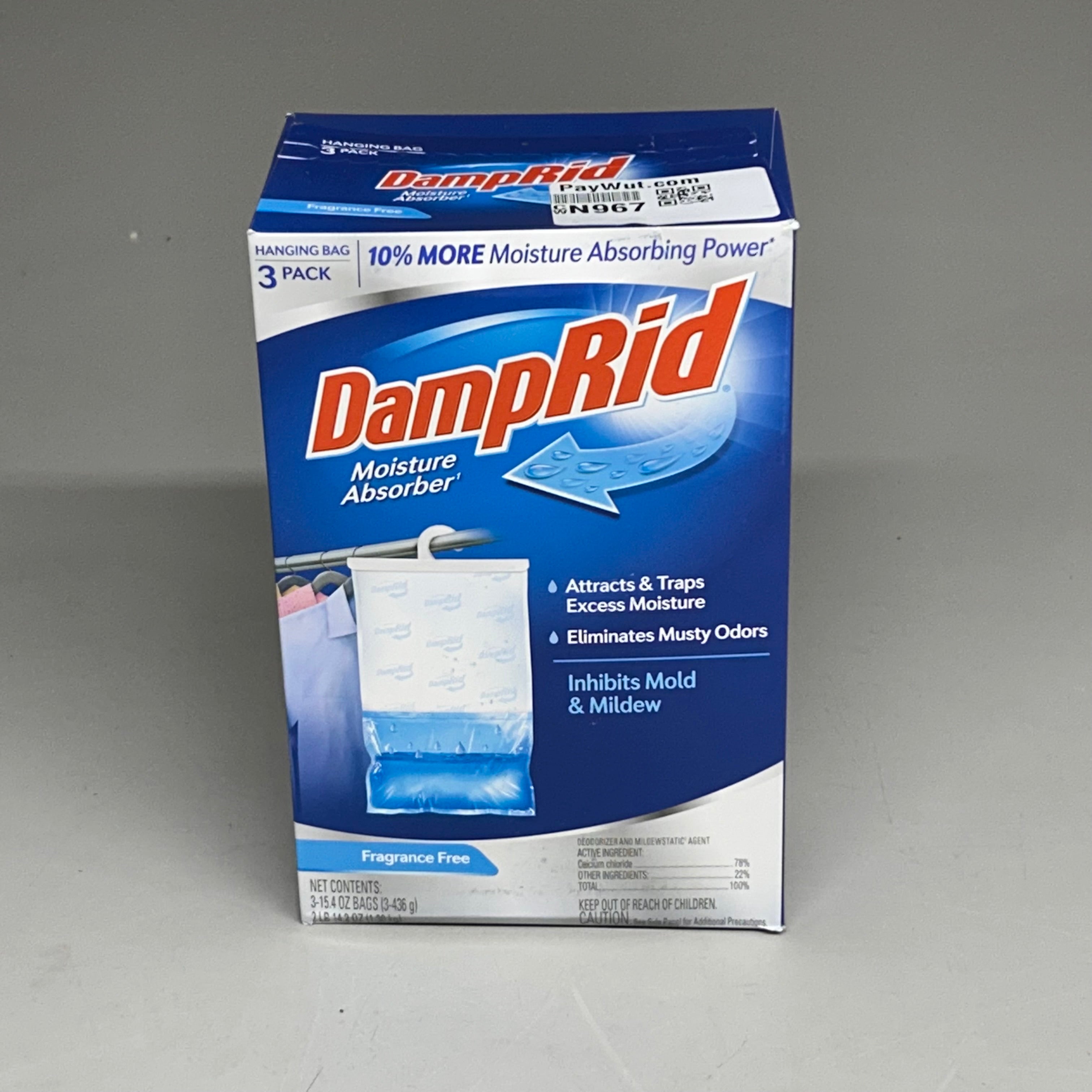 DAMPRID Fragrance Free Hanging Moisture Absorbers 3-PACK 15.4 oz FG83FFESB (New Other)