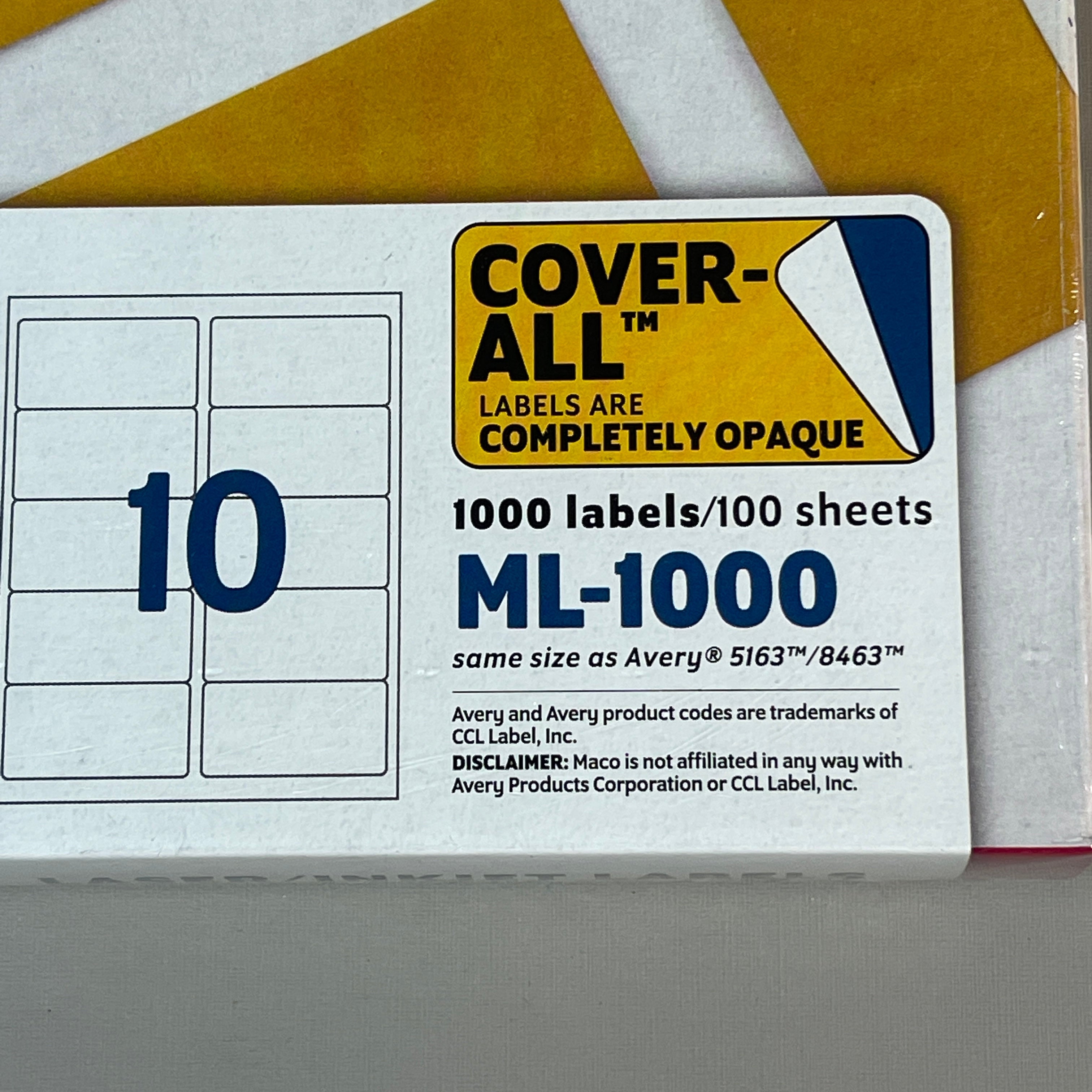 ZA@ MACO Laser / Ink Jet White Shipping Labels 2" x 4” 1000 Labels (100 sheets) ML-1000