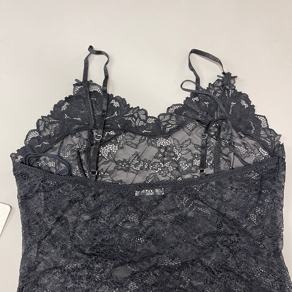 FREE PEOPLE Sheer One Touch Bodysuit Leotard Women's Sz S Black Lace OB1457989 (New)
