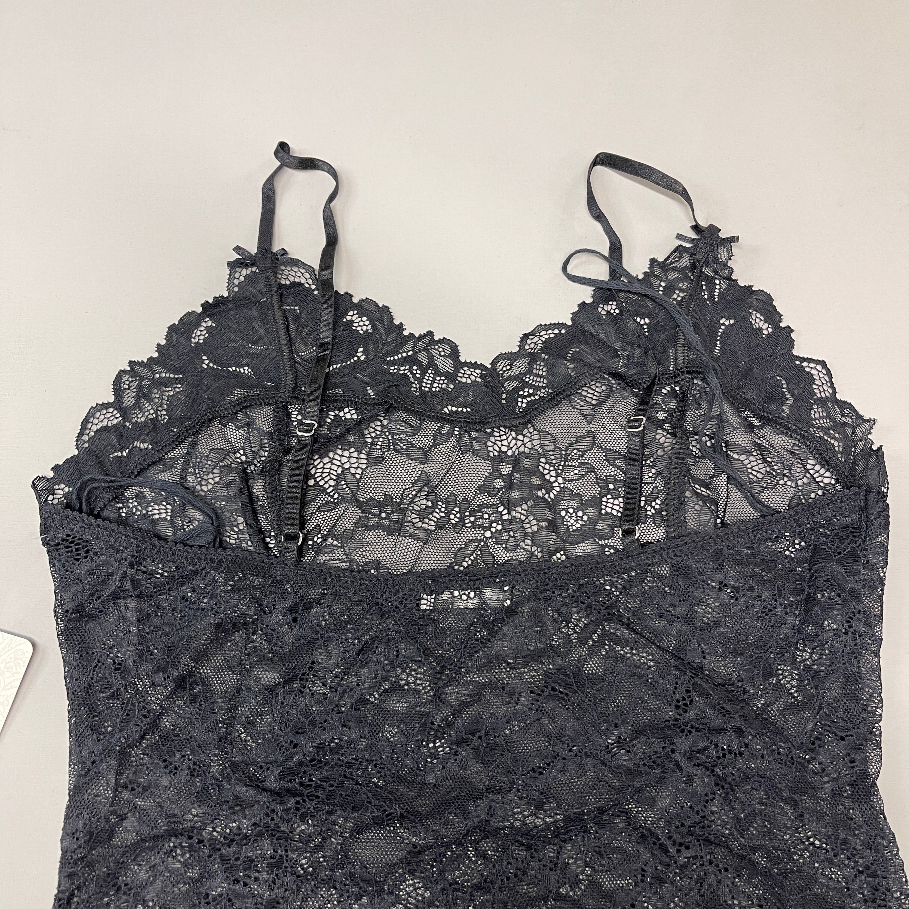 FREE PEOPLE Sheer One Touch Bodysuit Leotard Women's Sz S Black Lace OB1457989 (New)