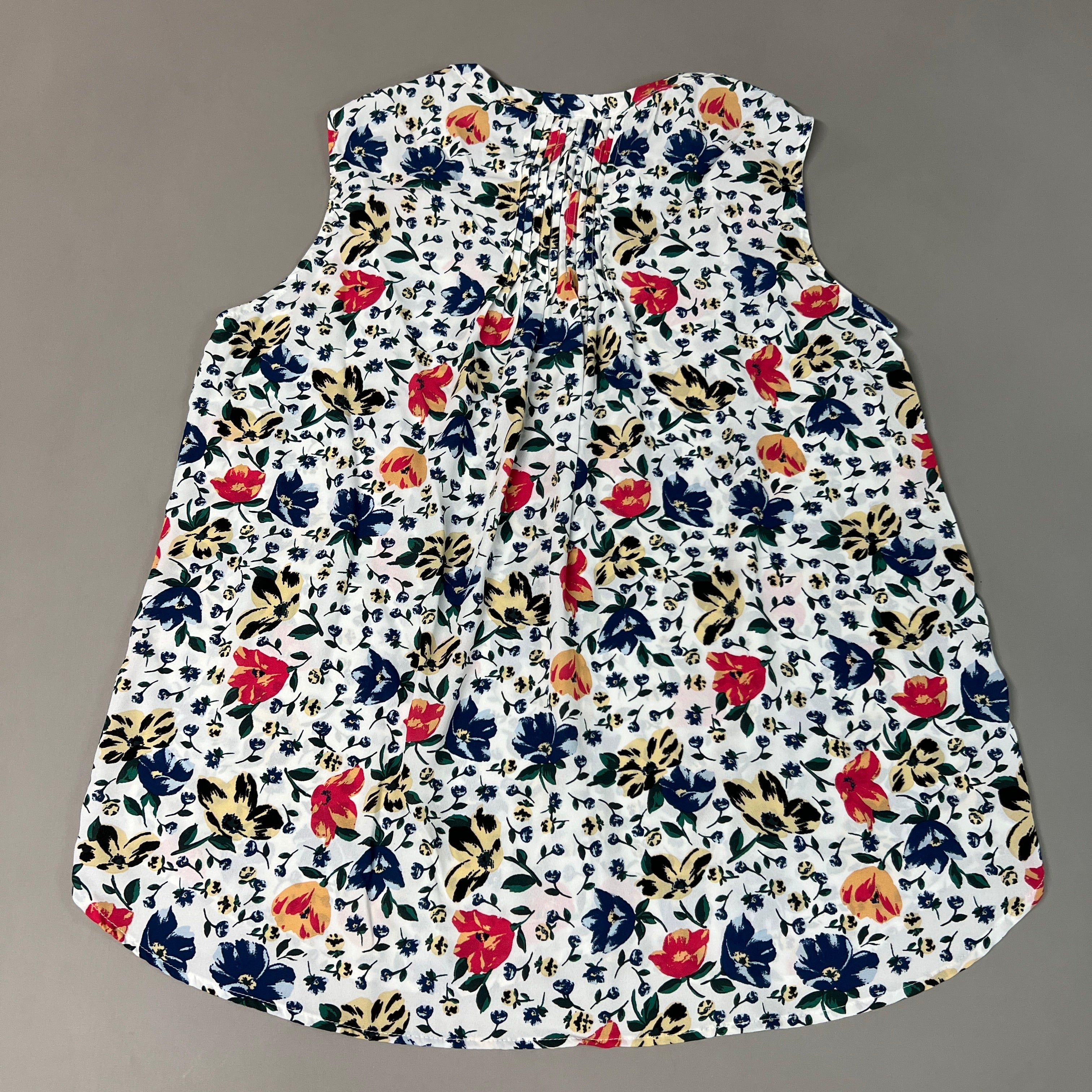 CHELSEA & THEODORE Sleeveless Blouse Women's Size L Bash Floral White 2165072 (NEW)