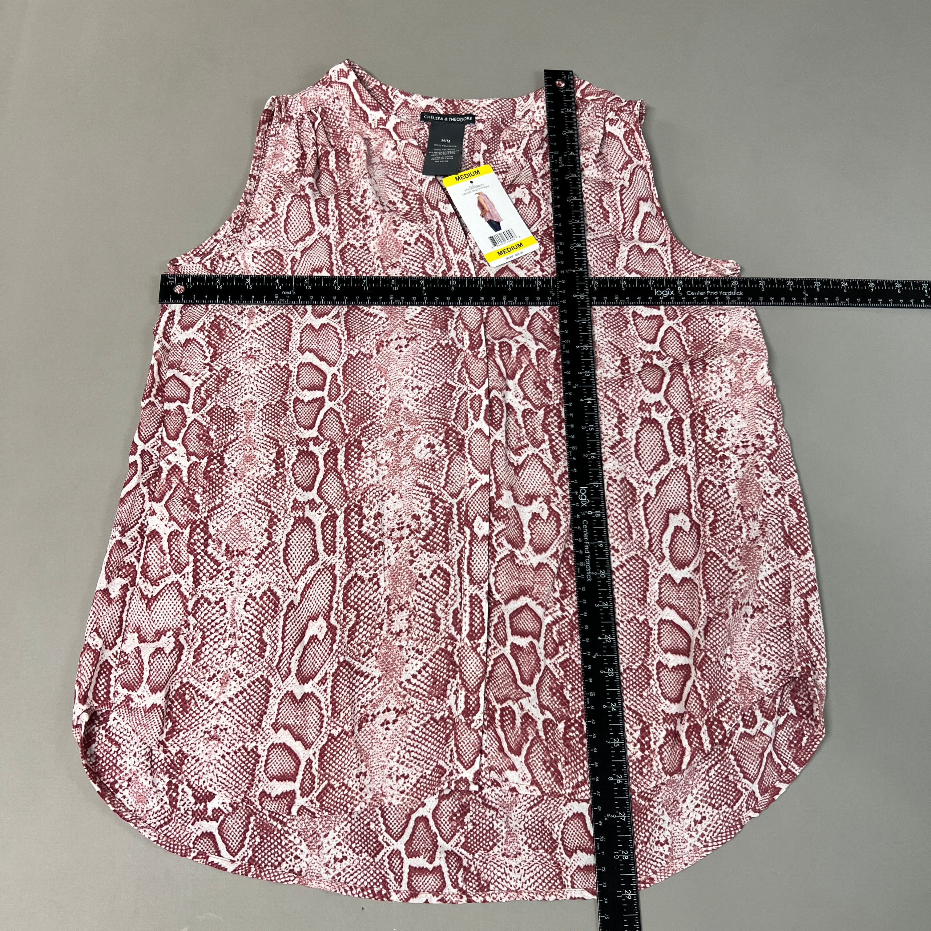 CHELSEA & THEODORE Sleeveless Blouse Women's Size M Pink Python 2165072 (NEW)