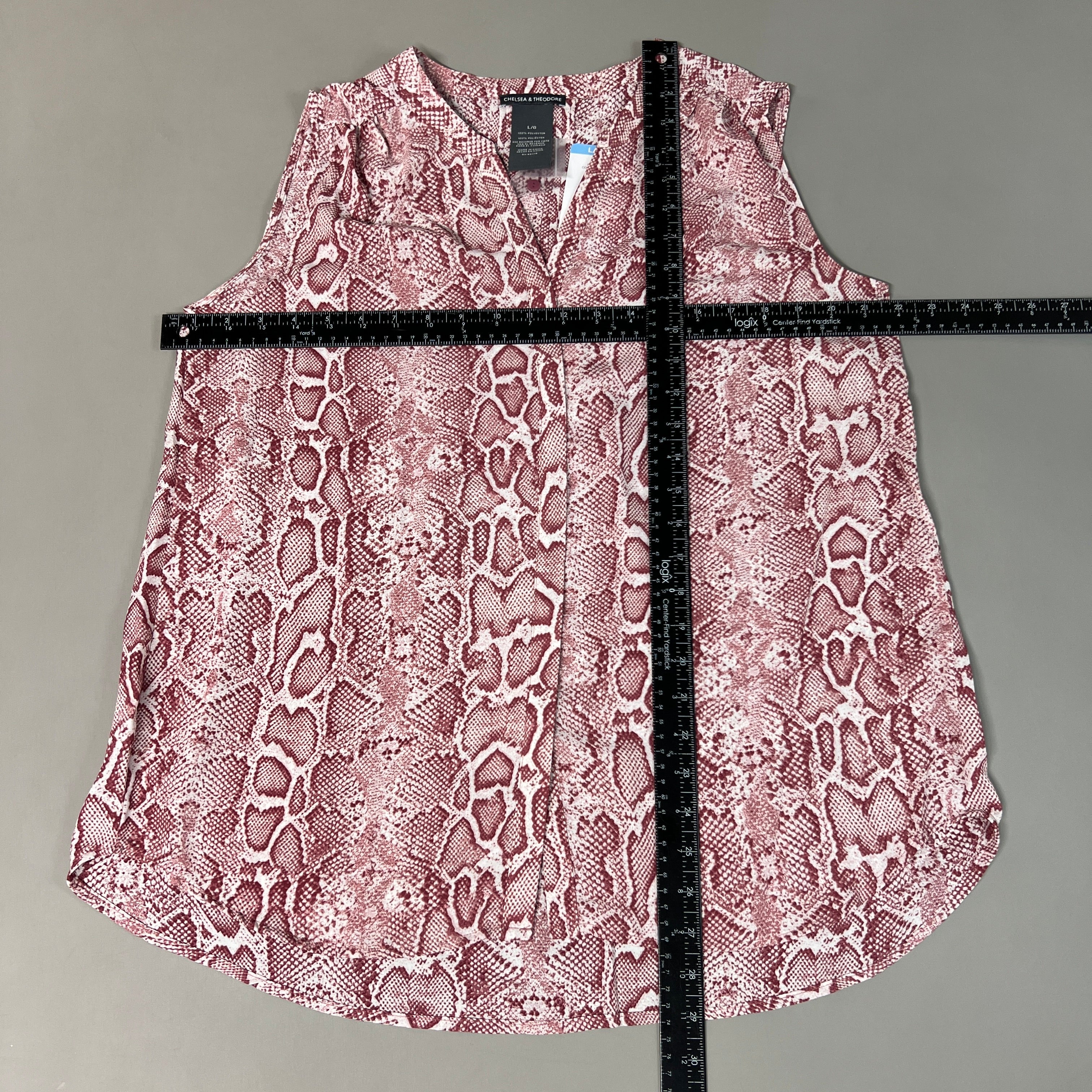 CHELSEA & THEODORE Sleeveless Blouse Women's Size L Pink Python 2165072 (NEW)