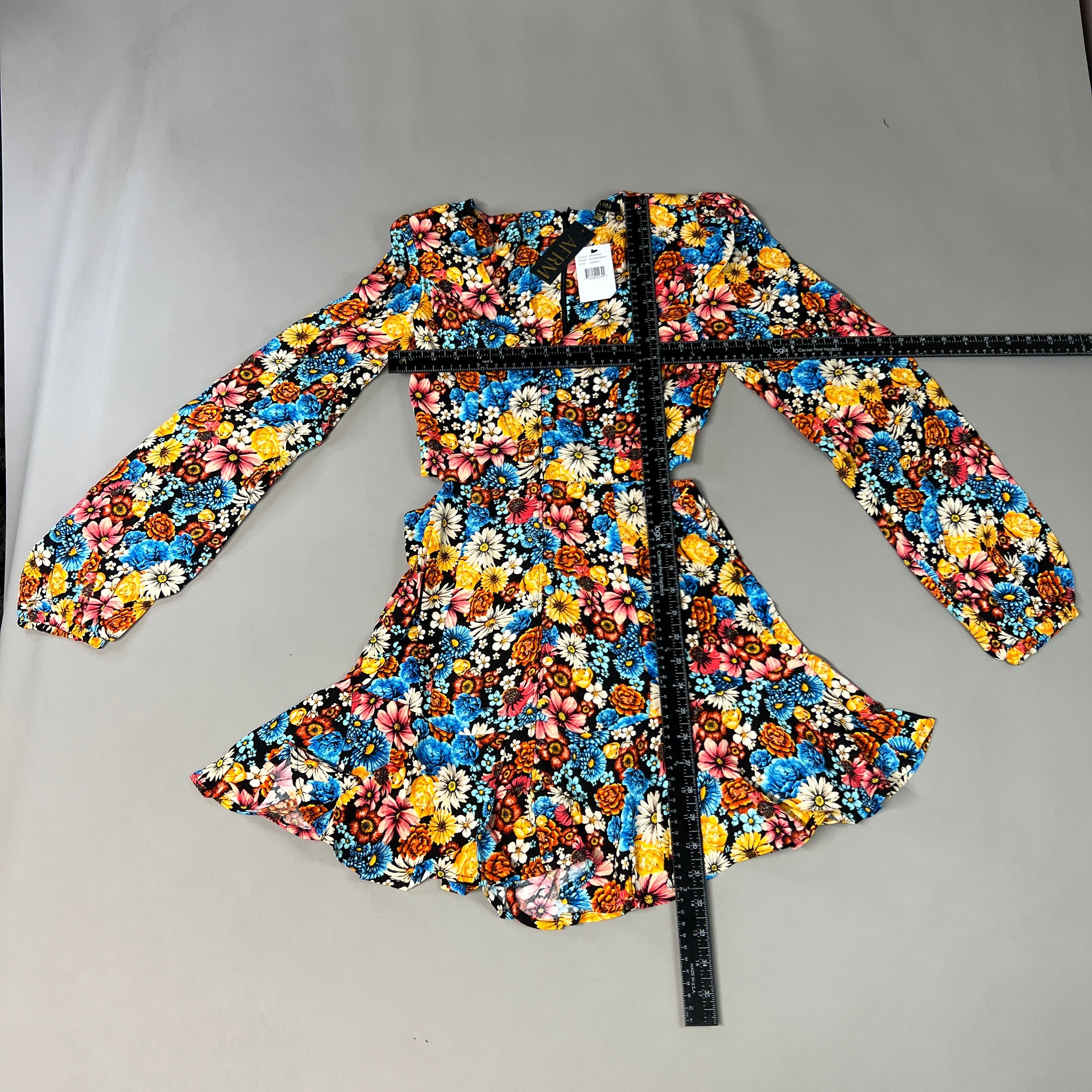 AFRM X Revolve Monna Sike Cutouts Mini Dress Women's XS Multi Wildflower AED020544 (New)