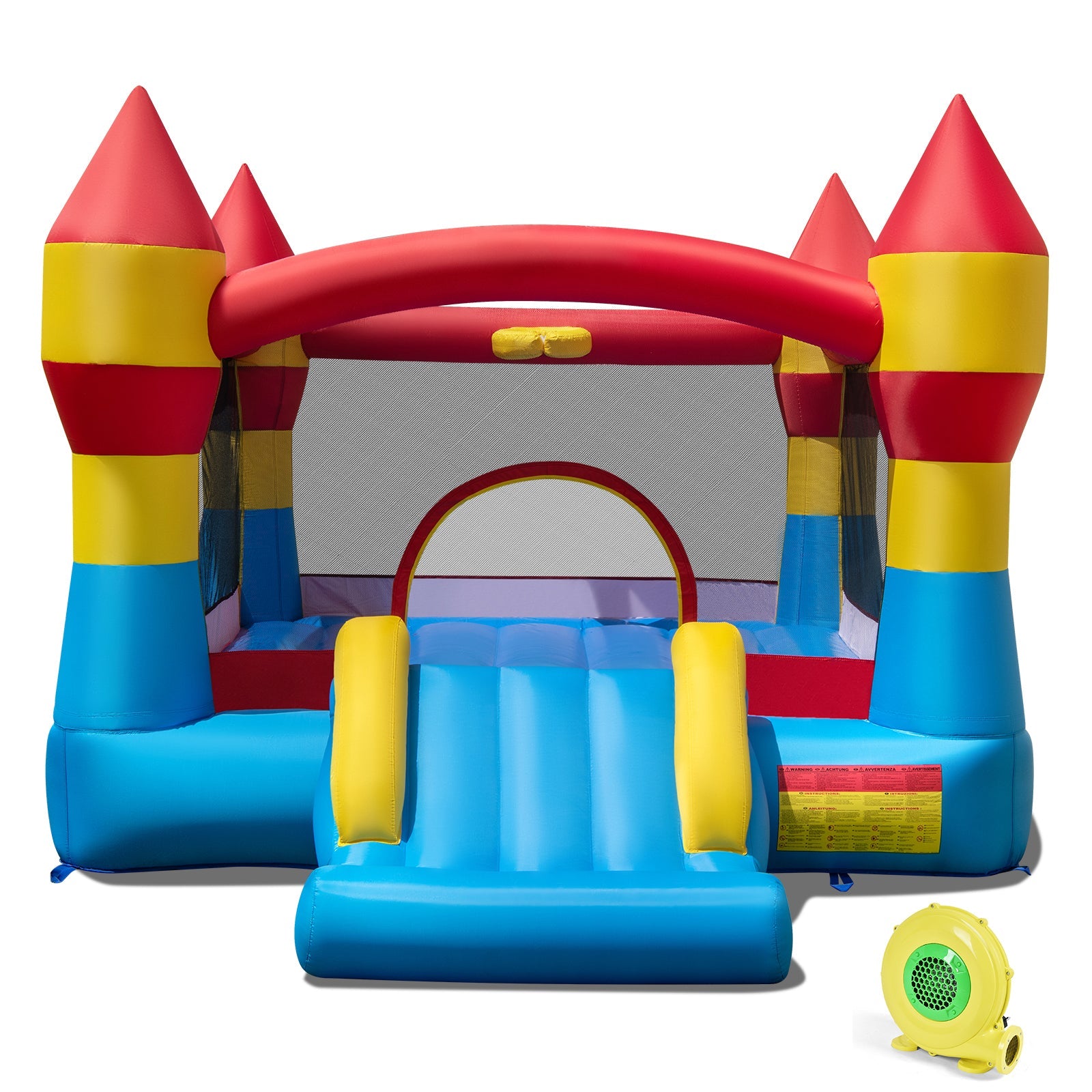 3-in-1 Kids Bouncer with Slide with 480W Blower for Yard