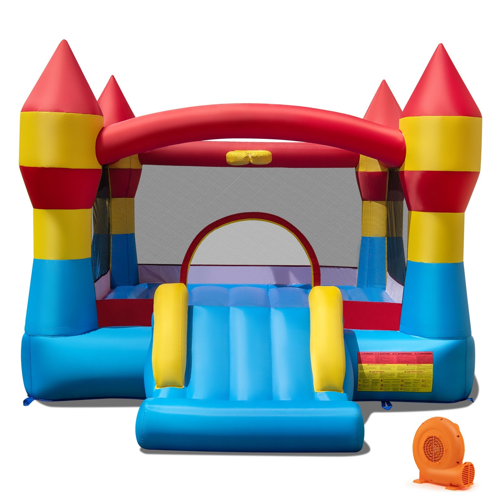 3-in-1 Kids Bouncer with Slide with 520W Blower for Yard